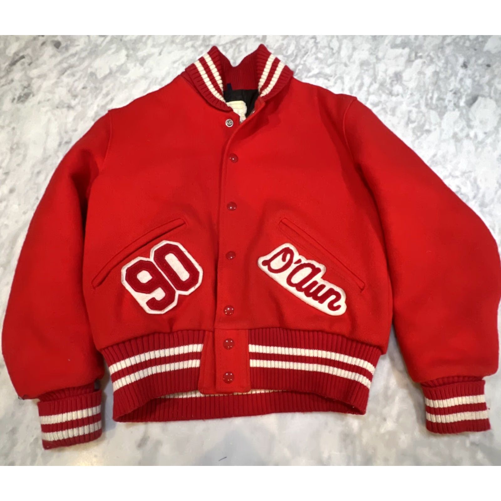 Paradise VINTAGE DeLong Paradise Valley Phoenix Trojans Varsity Coat Size 36 Wool USA Jacket/Coat Red Patches Short Stand-Up Collar Mens Varsity Jacket Size US XXS / EU 40 - 3 Thumbnail