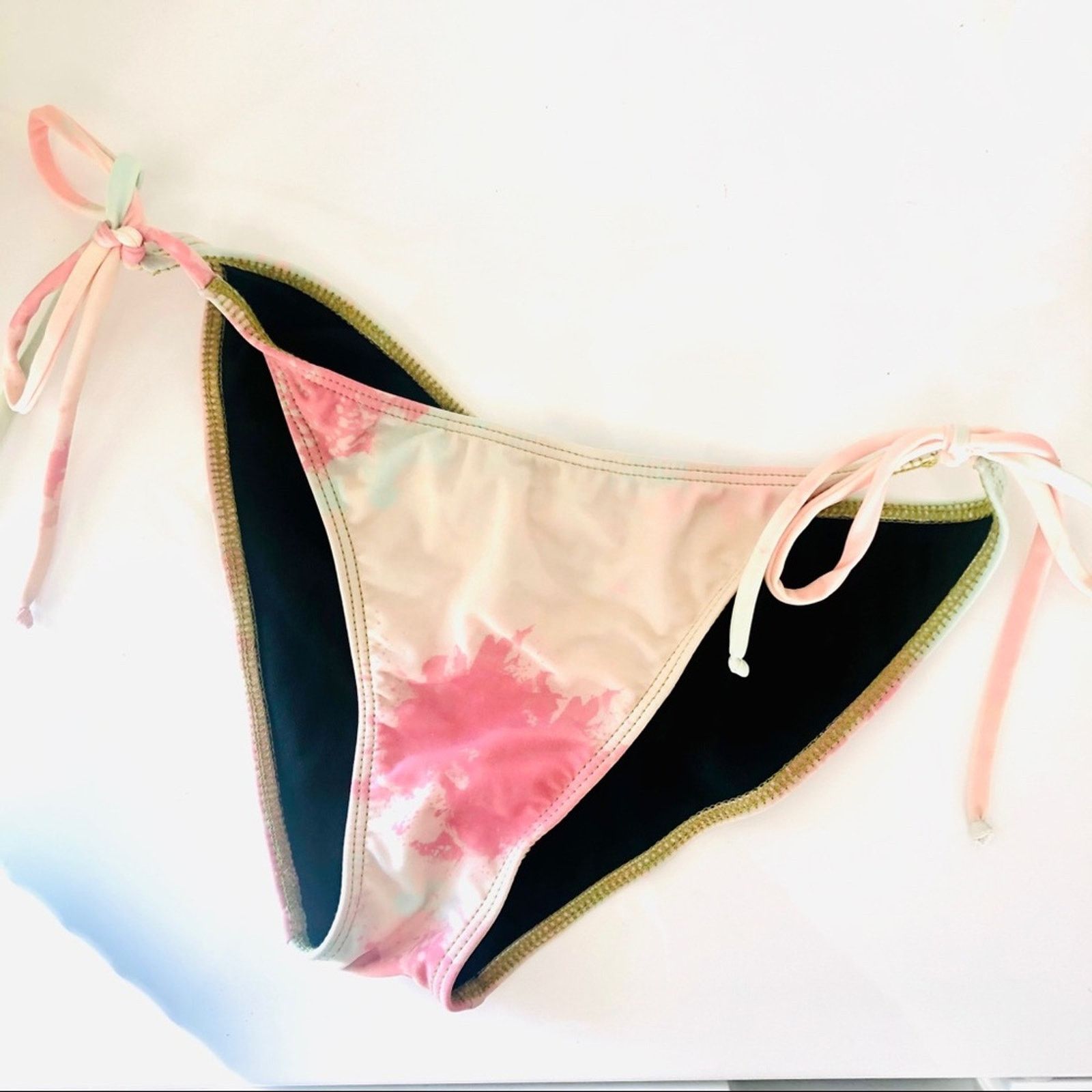 Anthropologie NEW TAVIK REVOLVE Black Tie Dye Scrunch Tie Bikini Bottom Size ONE SIZE - 3 Thumbnail