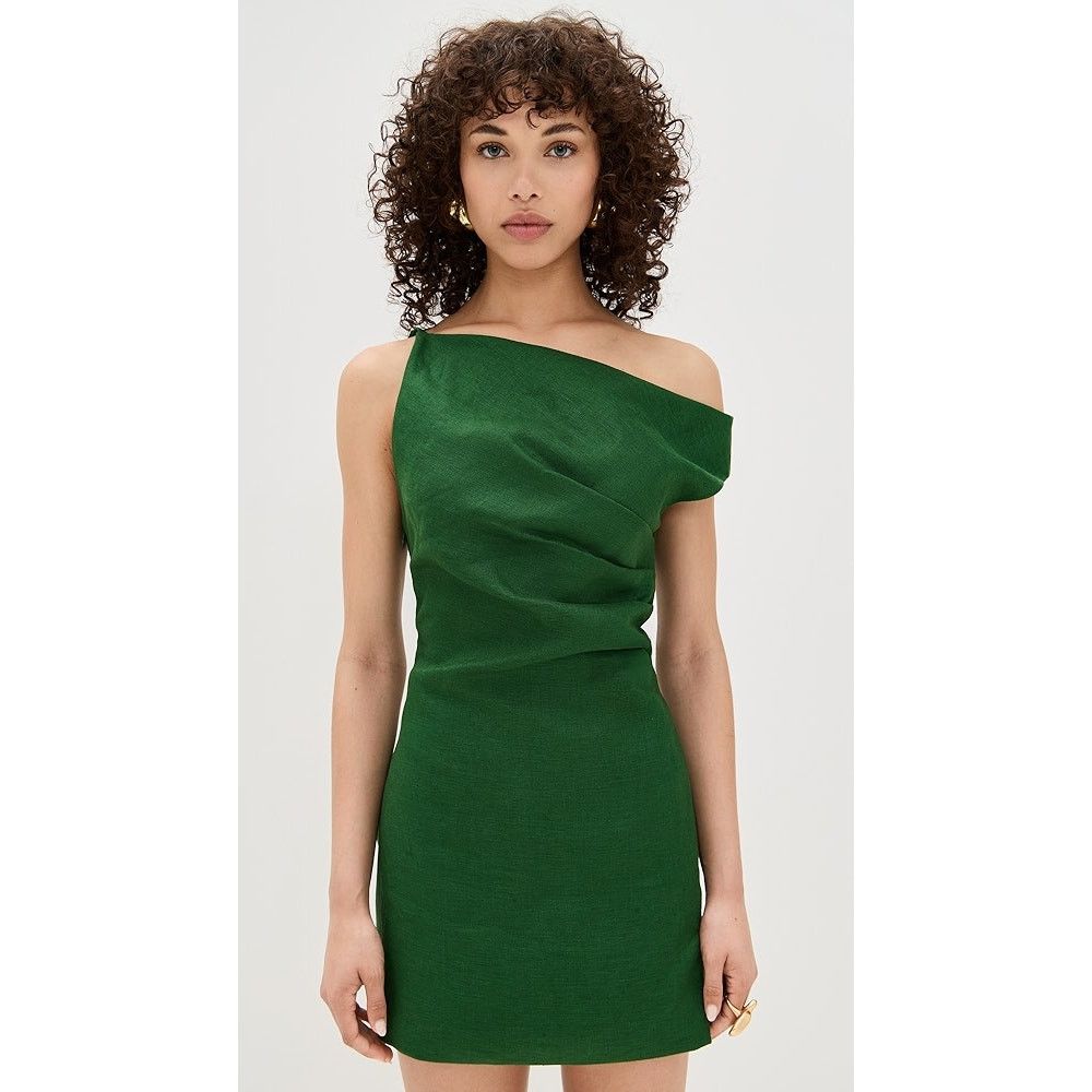 Ronny Kobo Women Palm Green Linen Winnie Mini Dress Size XL