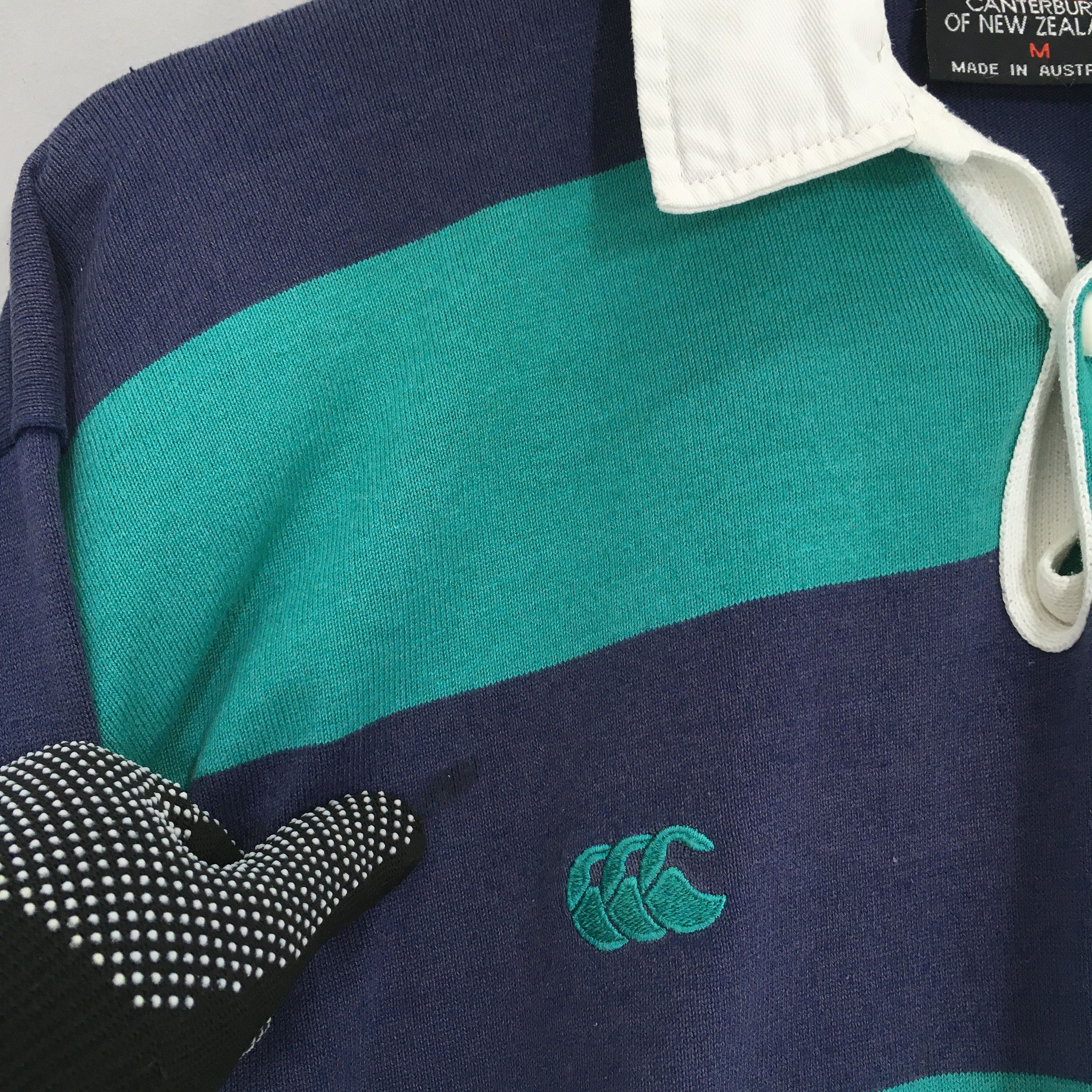 Canterbury of New Zealand 90s Canterbury Rugby Shirt M Blue Green Stripes CCC Polo Size US M / EU 48-50 / 2 - 4 Thumbnail