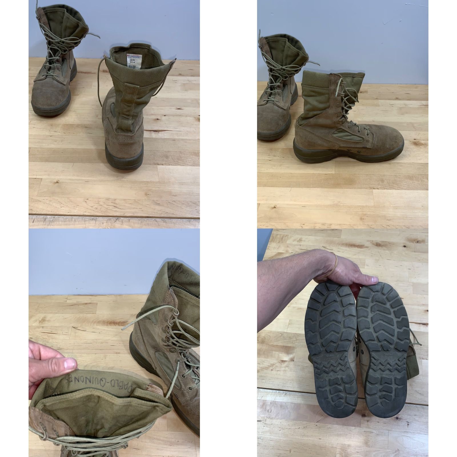 Vintage Belleville 600 Sage Tan Boots 8W Men Leather Boot Army Military Combat Rubber Sole 600 Series Sage US8 Size US 8 / EU 41 - 9 Thumbnail