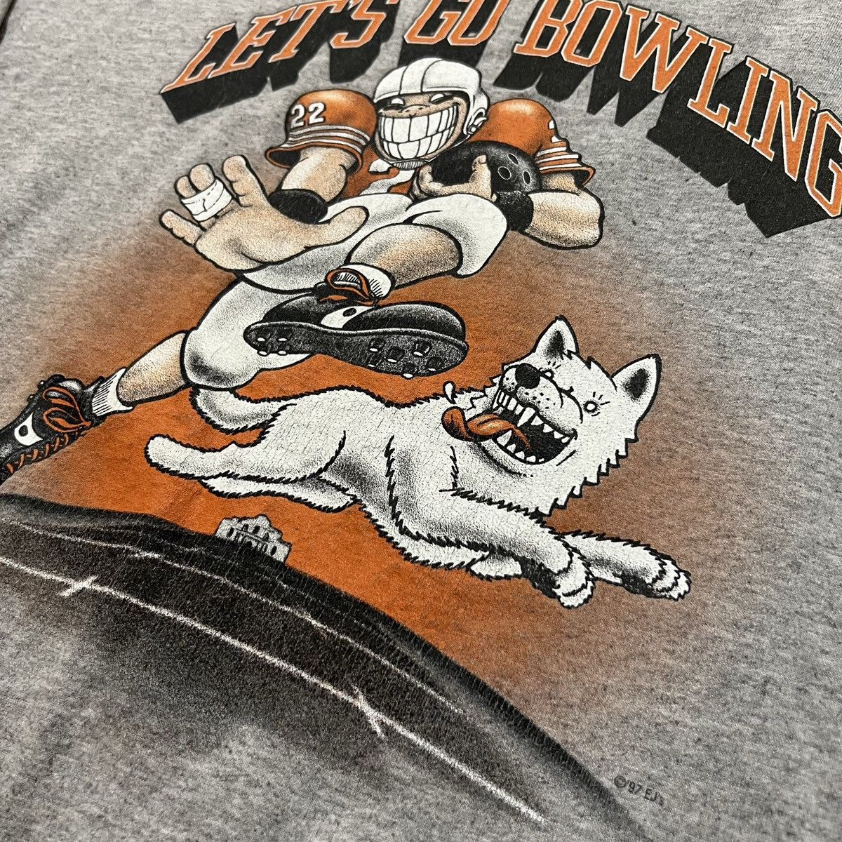 Hanes × Vintage VTG Eskimo Joes San Antonio Grey Lets Go Bowling Sweatshirt Size US XL / EU 56 / 4 - 4 Thumbnail