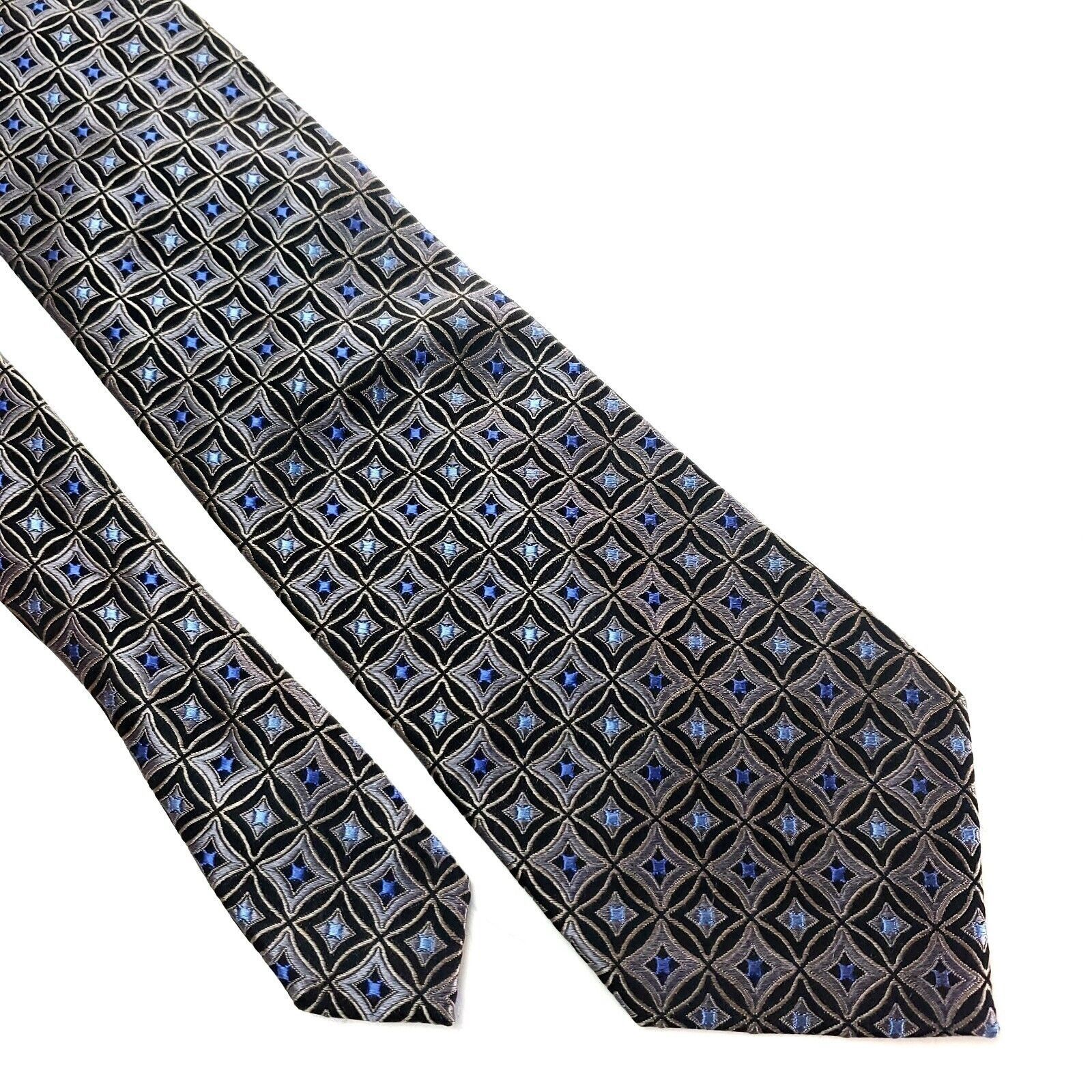 Club Room Club Room Silk Tie Woven Gray Blue Geometric Size ONE SIZE - 1 Thumbnail