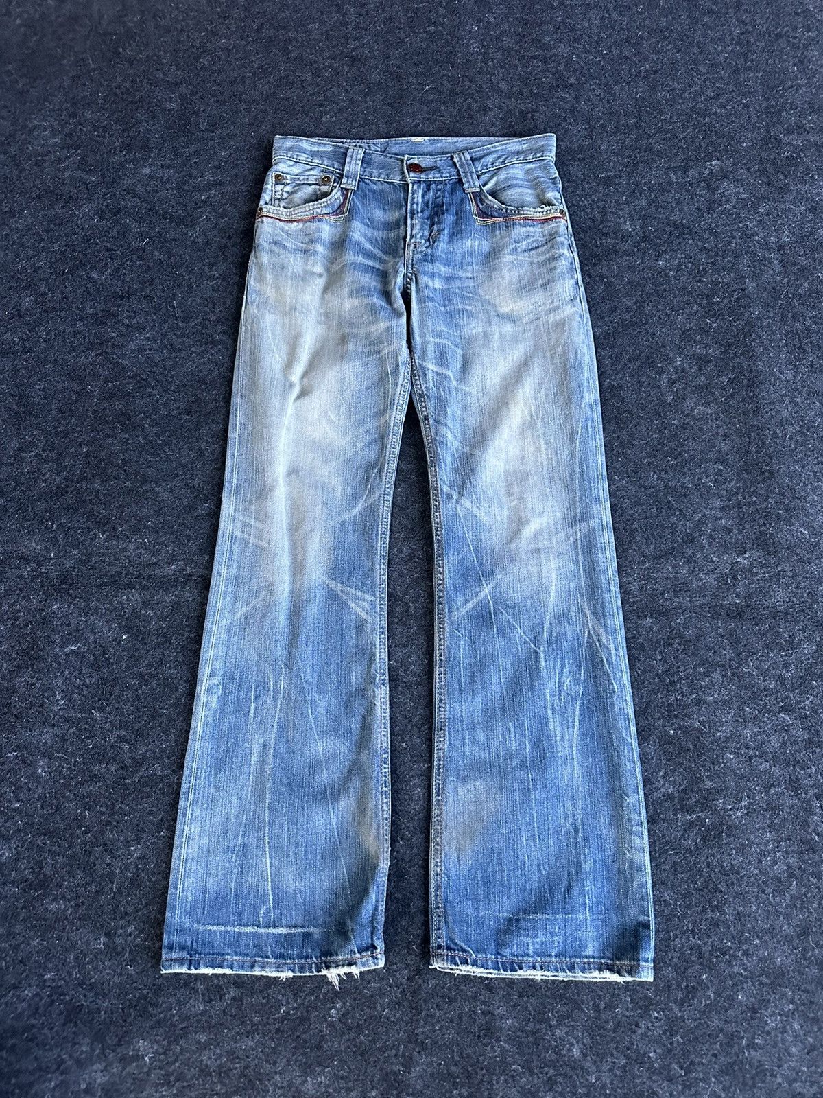 Edwin Vintage 90s Edwin 503 Blue Trip Blue Denim 28x31 D375 Size US 28 / EU 44 - 1 Thumbnail