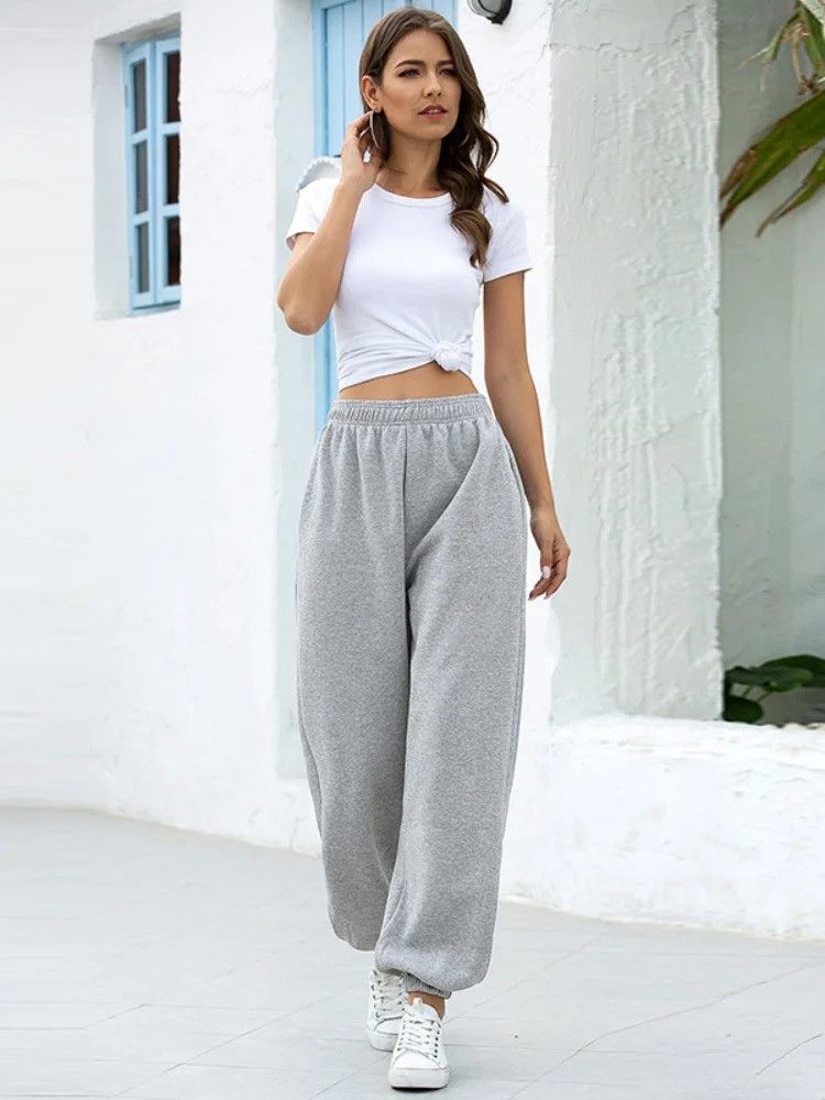 The Unbranded Brand Women Sweatpants Drawstring Pants High Waist Trousers Size 23" - 2 Thumbnail