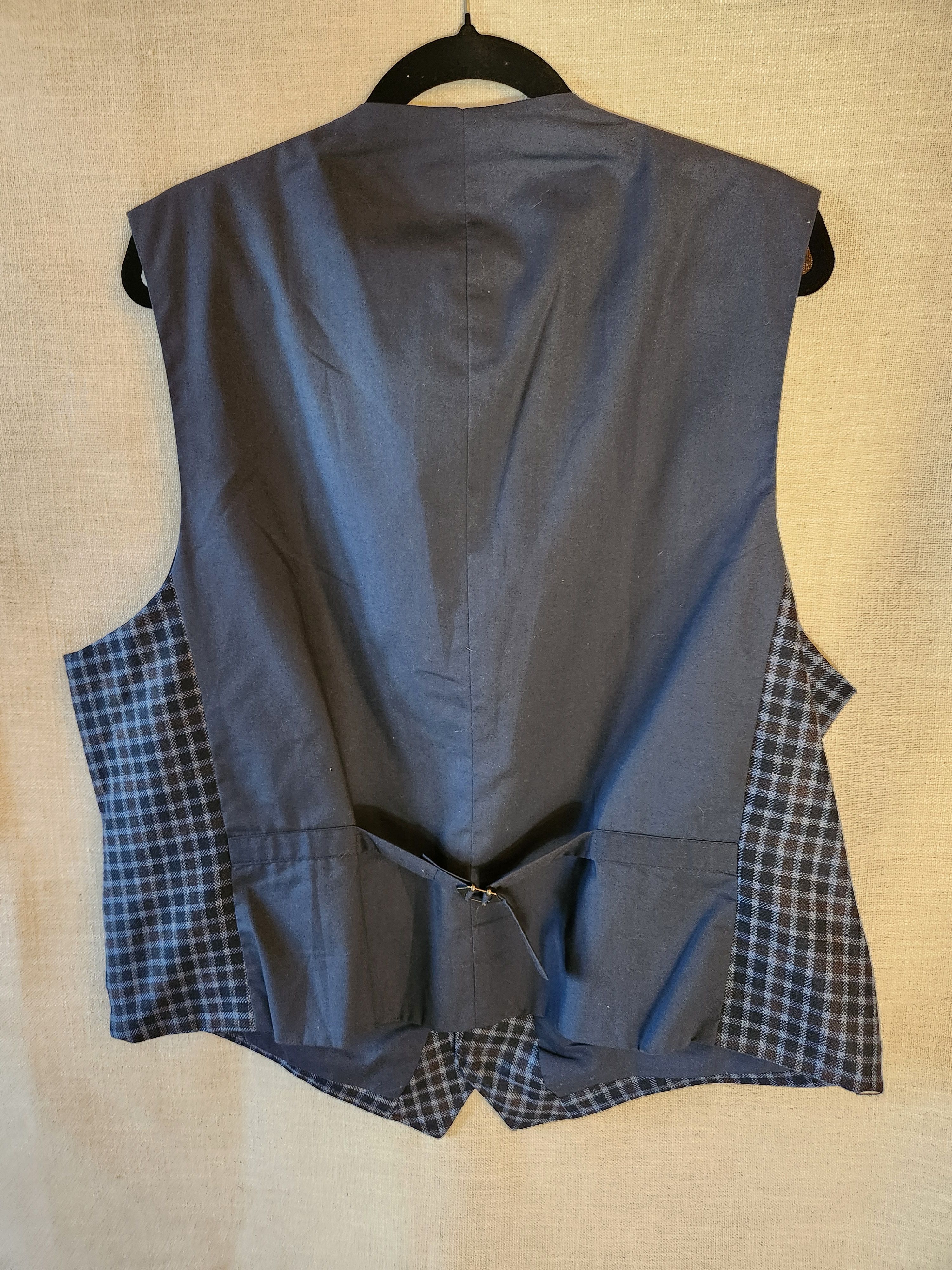 Stafford Men's Classic Fit Lapel Wool Blend Blue Plaid Vest Size US XXL / EU 58 / 5 - 2 Thumbnail