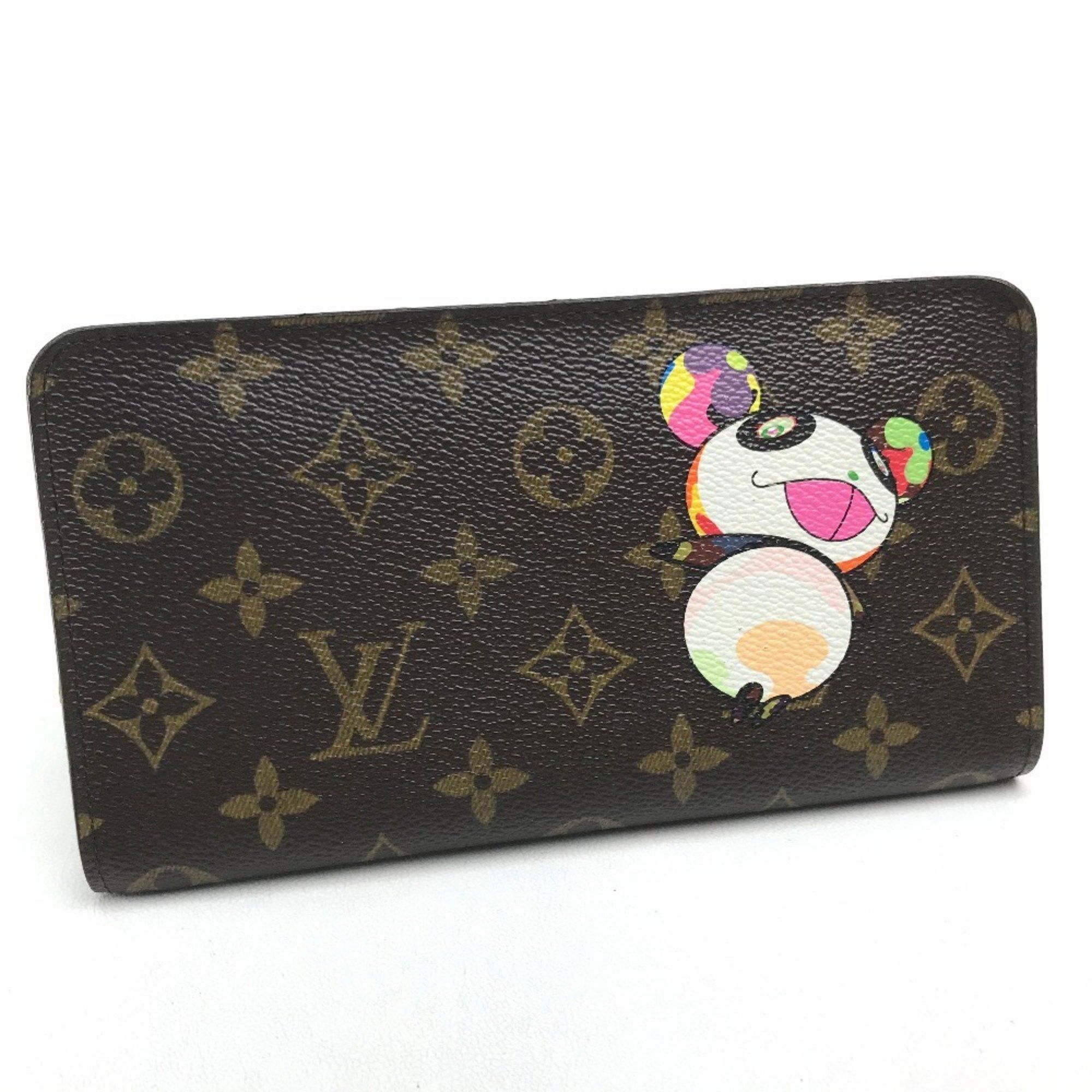 Louis Vuitton LOUIS VUITTON M61729 Monogram Panda Porte Monne Zip Long Wallet by Takashi Murakami, Canvas, Women's, Brown Size ONE SIZE - 1 Thumbnail