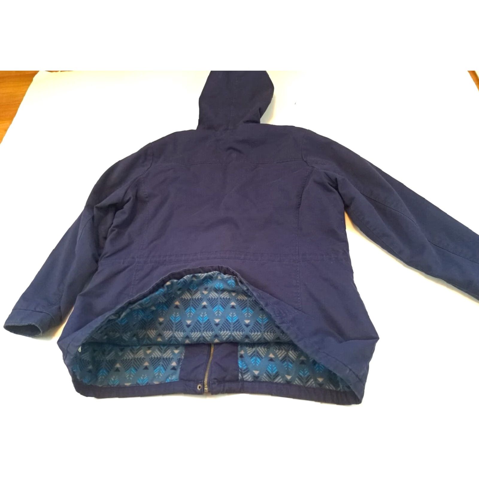 Native VINTAGE Woman Parka Hooded Canvas Jacket 2X Blue Cotton Full Zip & Button Insulated 32in Long Womens Size XXL / US 16-18 / IT 52-54 - 6 Thumbnail