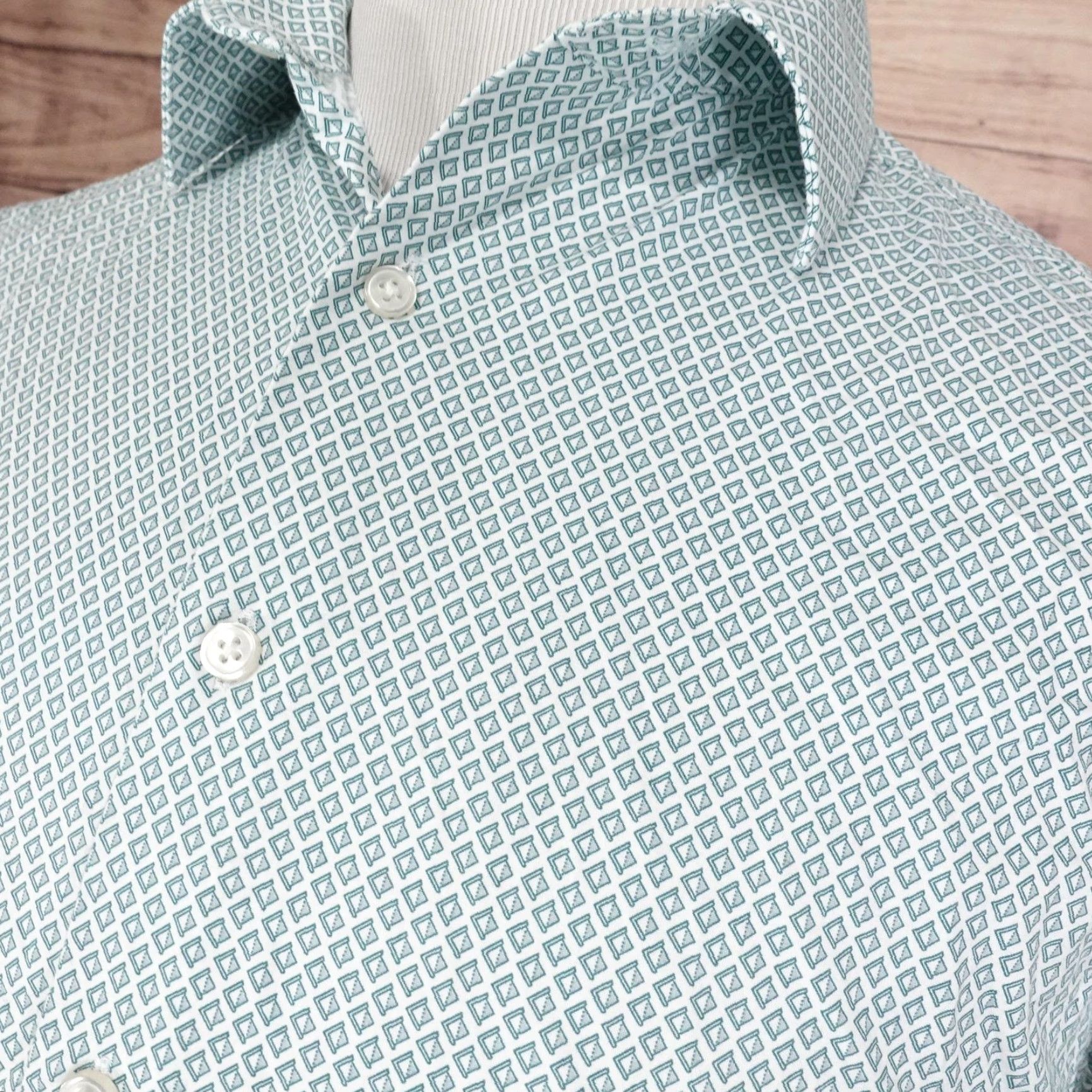 Apt. 9 APT. 9 Mens Shirt Geometric Green Long Sleeve Button Front Casual Dress Shirt Regular Fit 15.5 Neck 34/35 Sleeve Cotton Spandex Size US M / EU 48-50 / 2 - 2 Thumbnail