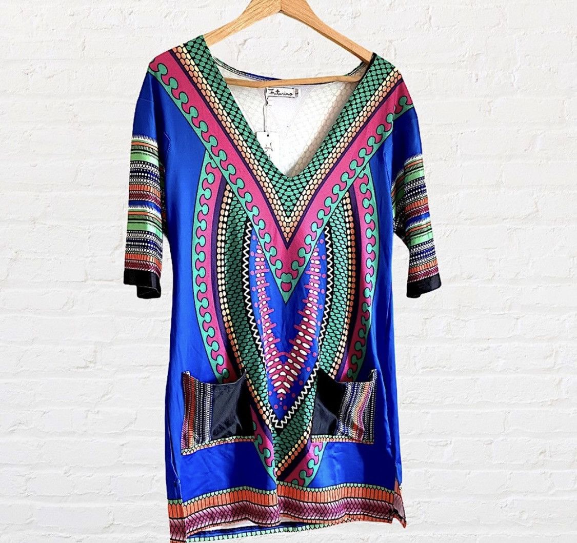 Other FUTURINO BOHO STYLE MINI DRESS WITH FRONT POCKETS Size L / US 10 / IT 46 - 12 Thumbnail