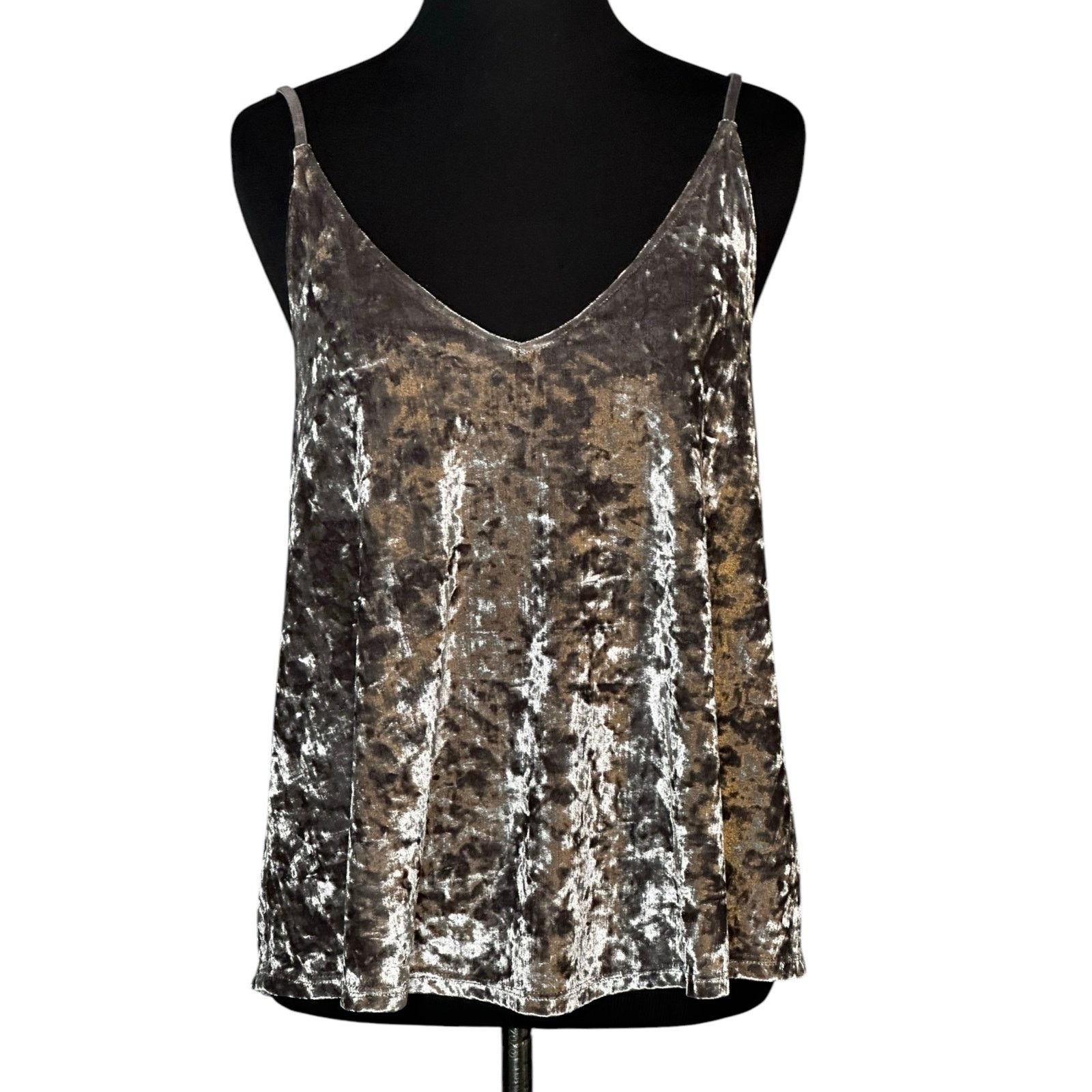 American Eagle Outfitters American Eagle silver crushed velvet tank top cami size M Size M / US 6-8 / IT 42-44 - 1 Thumbnail