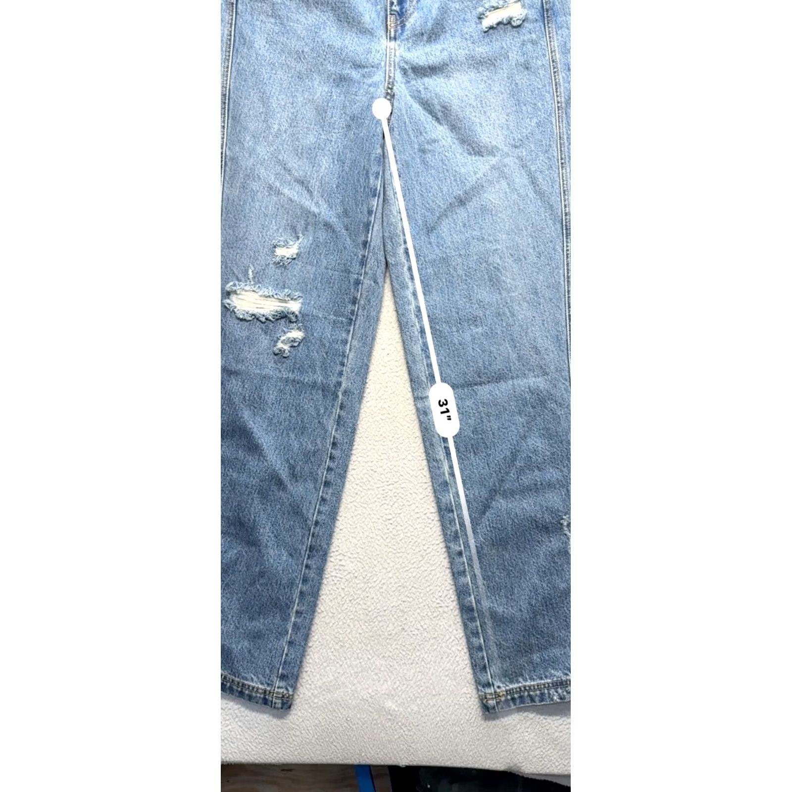 Vintage Future Collective Jenee Naylor Wide-Leg Denim 4 Recycled Cotton Distressed Blue Womens Jeans Size ONE SIZE - 8 Thumbnail