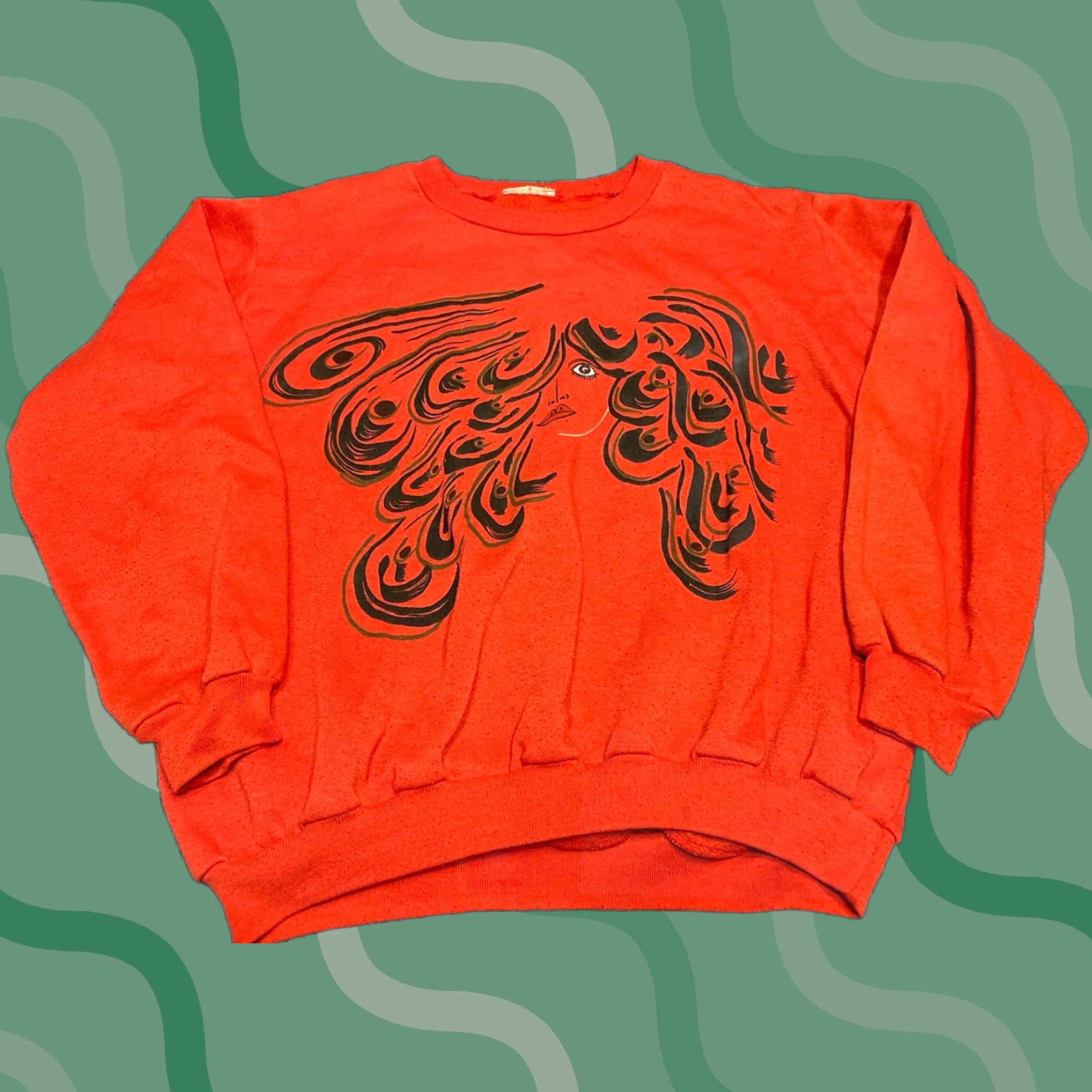 Vintage VINTAGE Face Sweatshirt 80s Crew Neck M Womens Red Pullover Activewear Size M / US 6-8 / IT 42-44 - 1 Thumbnail