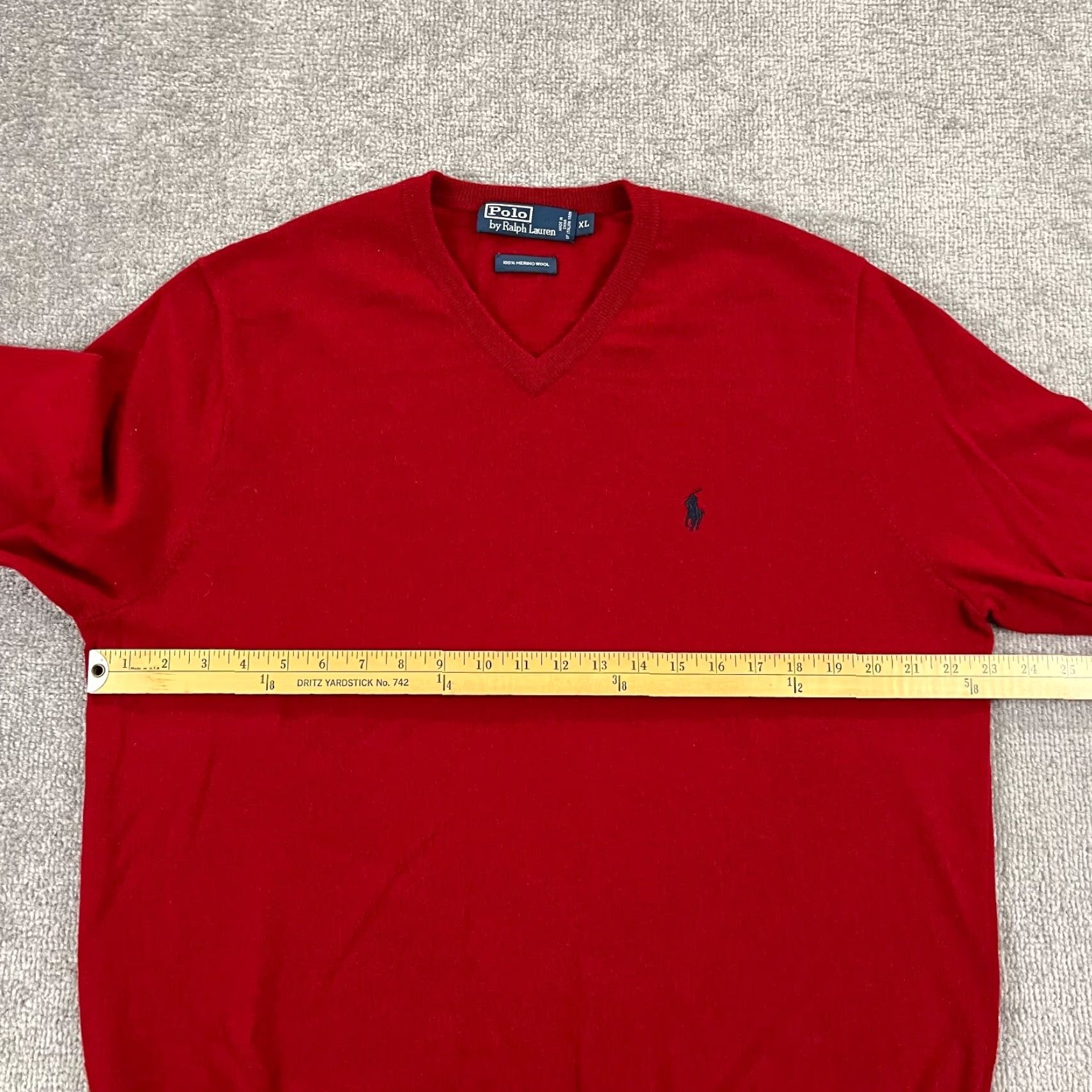 Polo Ralph Lauren Polo Ralph Lauren Sweater Mens XL Red Merino Wool V-Neck Pullover Jumper Preppy Size US XL / EU 56 / 4 - 5 Thumbnail