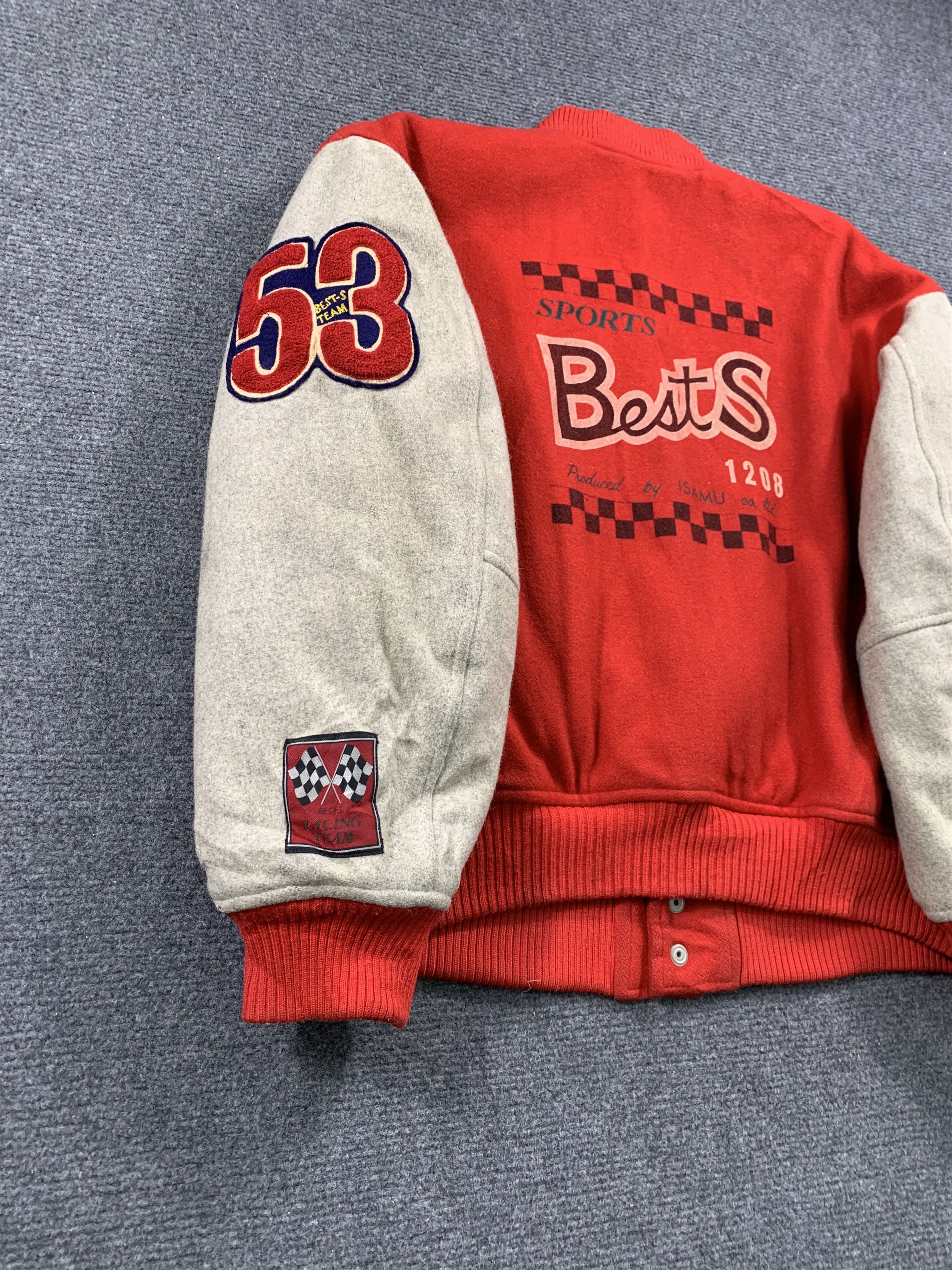 Japanese Brand Vintage Bests Racing ISAMU Button Up Wool Varsity Jacket Size US M / EU 48-50 / 2 - 18 Thumbnail