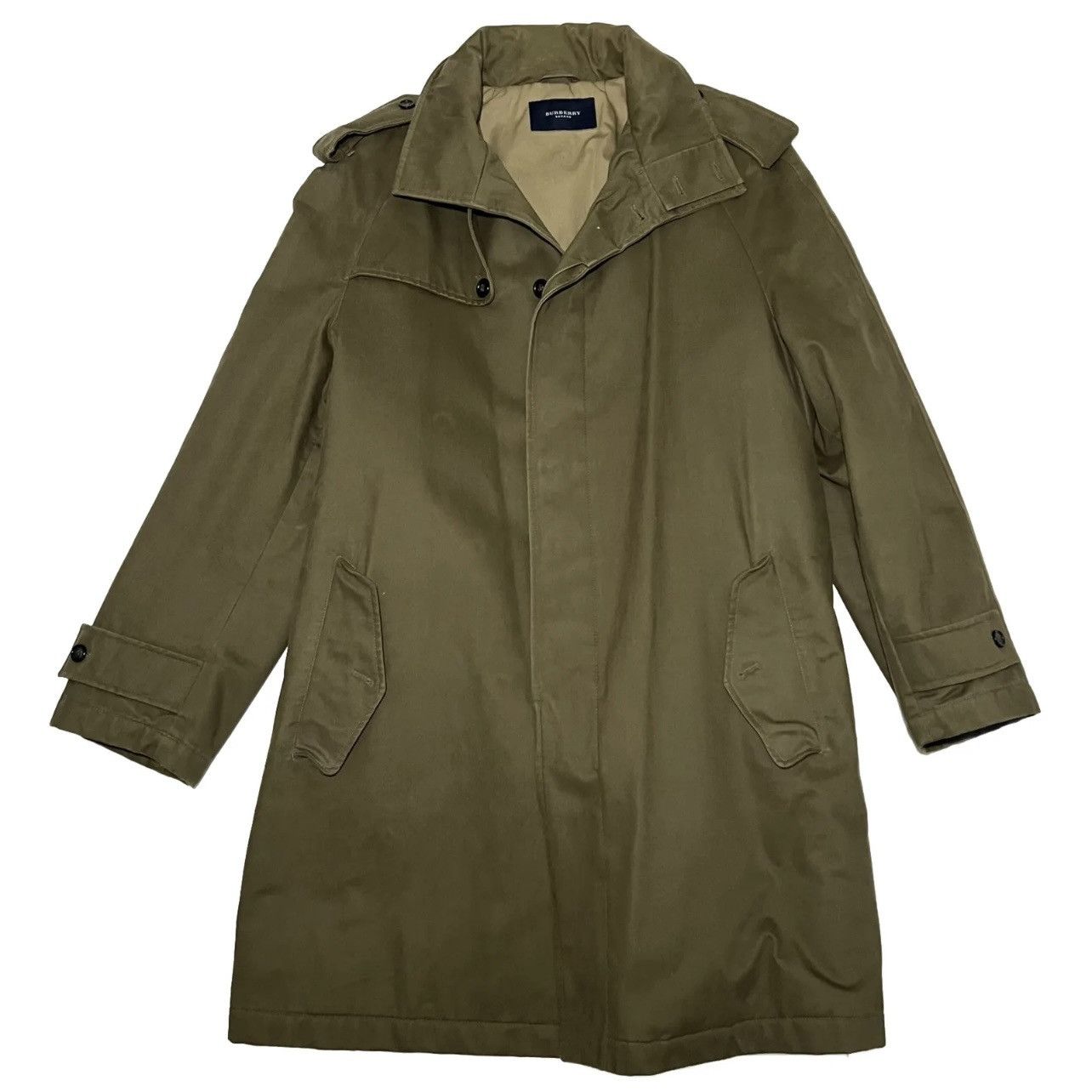 image of Burberry London Mens Military Trench Coat Heavy Duty in Miltary Green (Size Large)