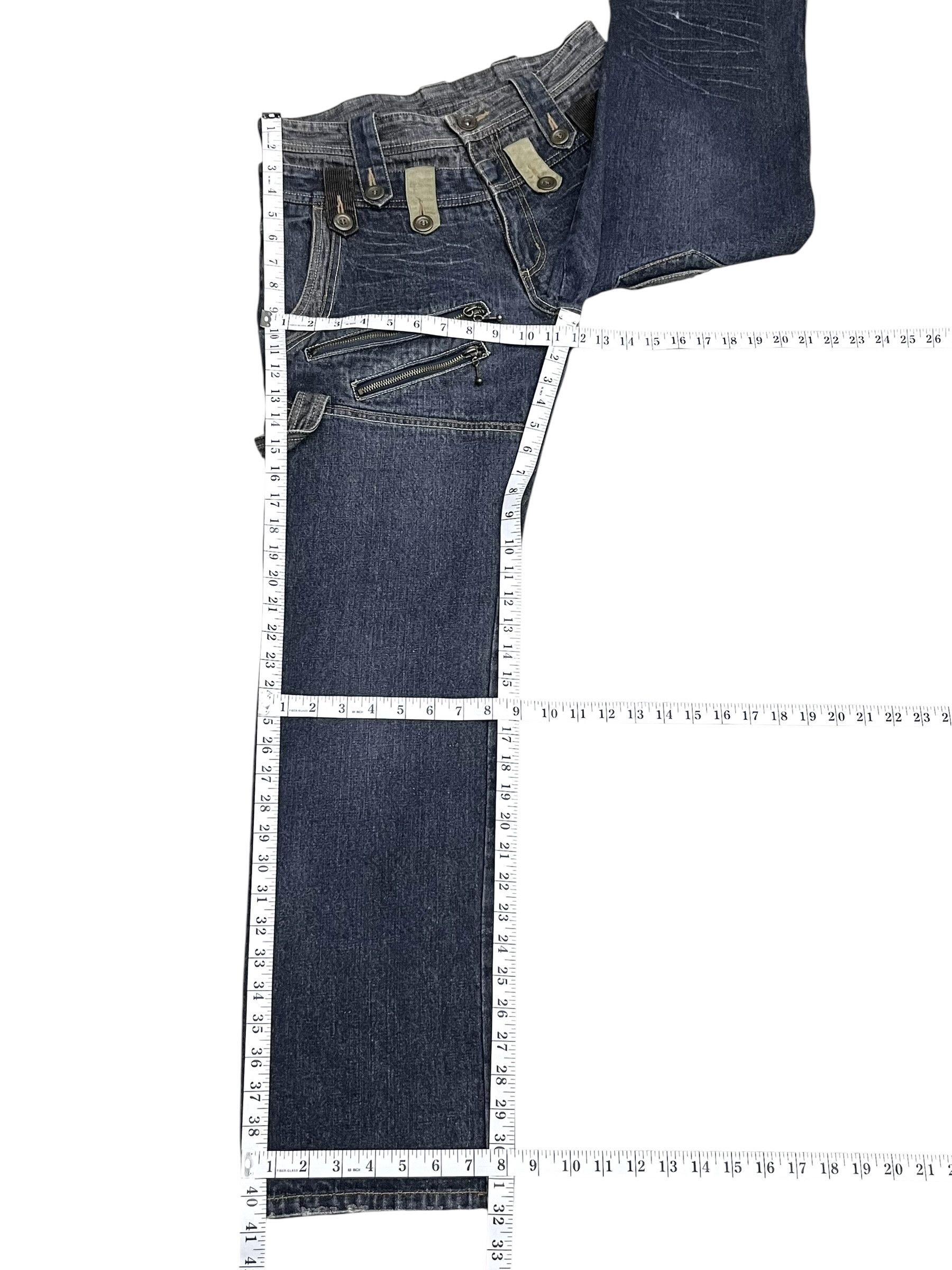 Indigo Vtg GUMU Double Waist MultiZip Utility Cargo Denim Y2K Japan Size US 28 / EU 44 - 11 Thumbnail