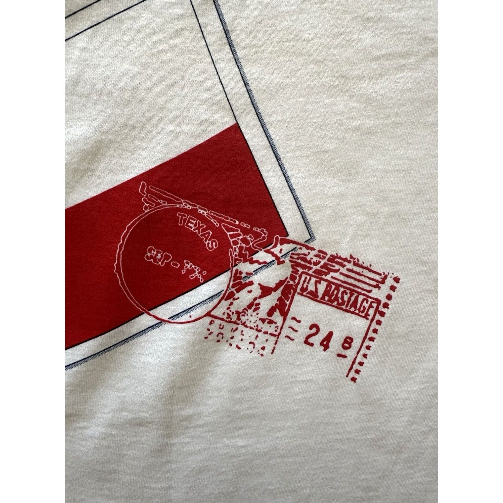 Logo 7 VINTAGE 90s Texas Spellout Big Center Logo Graphic White Single Stitch Tee XL US Mens T-Shirt Size US XL / EU 56 / 4 - 3 Thumbnail