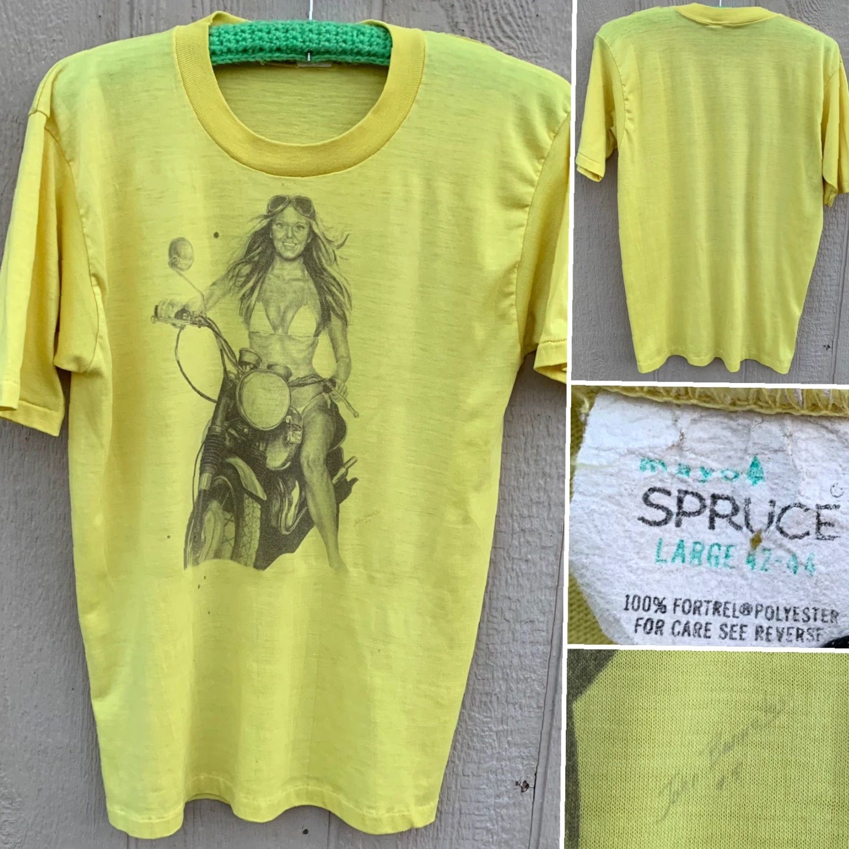 Vintage VINTAGE Mayo Spruce T-Shirt Men L Yellow 70s 80s Biker Motorcycle John Banuelos #5 Size US L / EU 52-54 / 3 - 3 Thumbnail