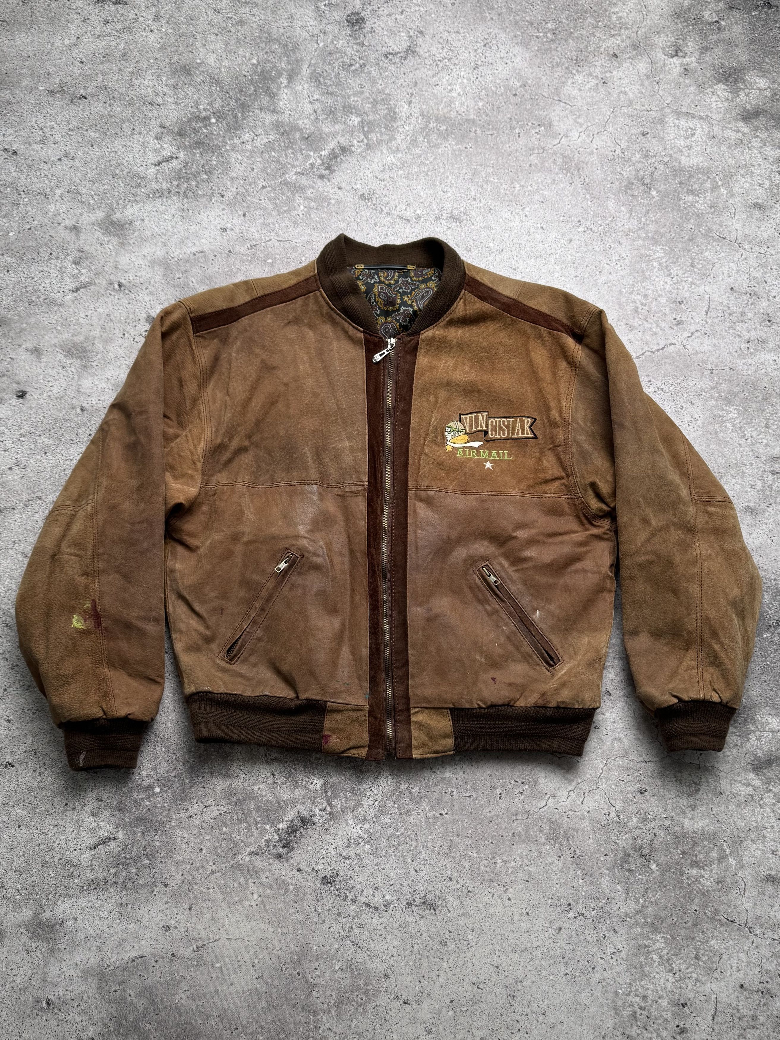 Vintage Vintage Faded Leather Bomber Jacket C2(V482) Size US XL / EU 56 / 4 - 1 Thumbnail