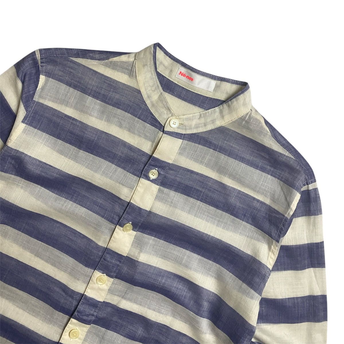 Issey Miyake × Japanese Brand × Ne-Net Issey Miyake Ne-net Linnen Shirt Stripe Size US L / EU 52-54 / 3 - 2 Thumbnail