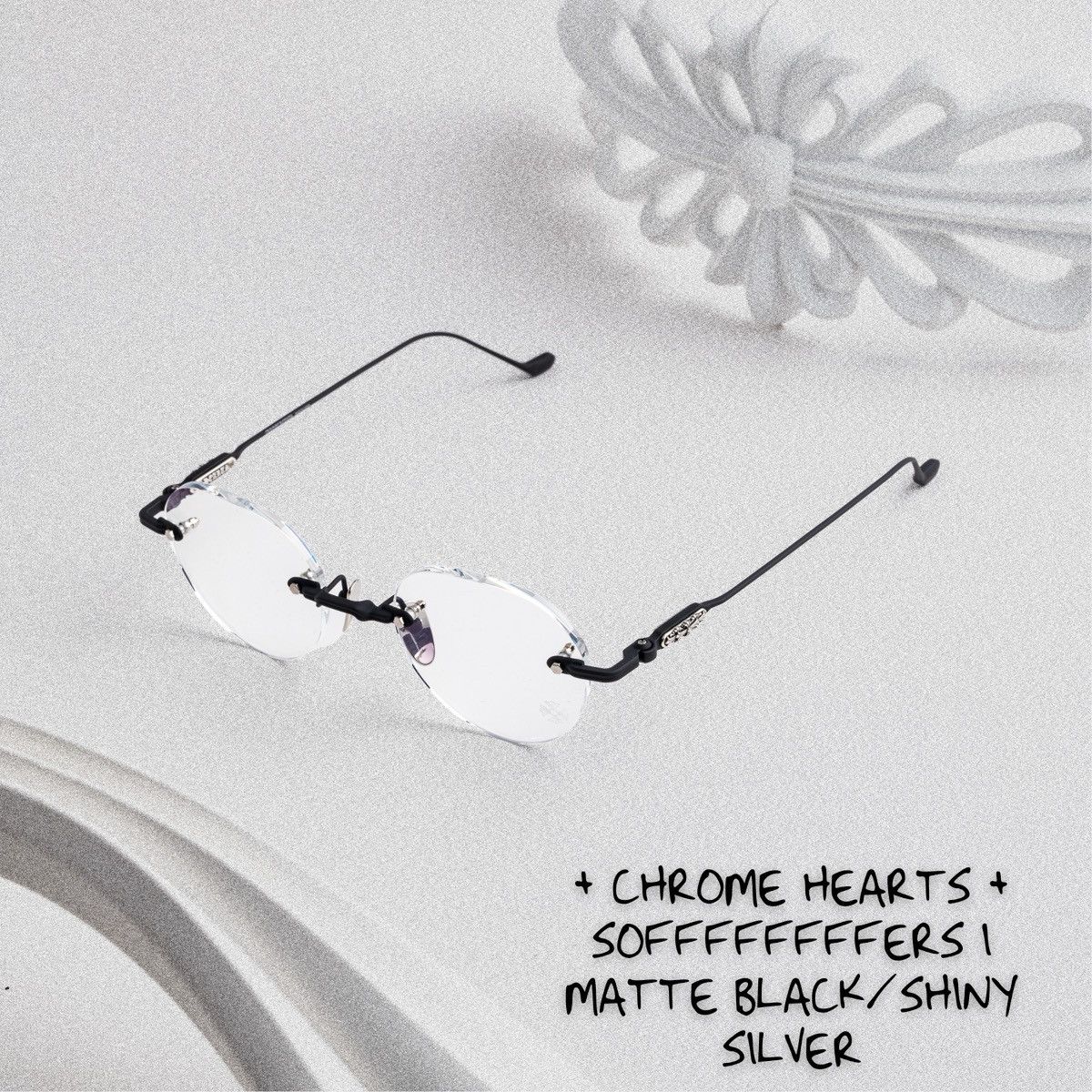 Chrome Hearts CHROME HEARTS SOFFFFFFFFERS I MATTE BLACK/SHINY SILVER GLASSES Size ONE SIZE - 1 Thumbnail