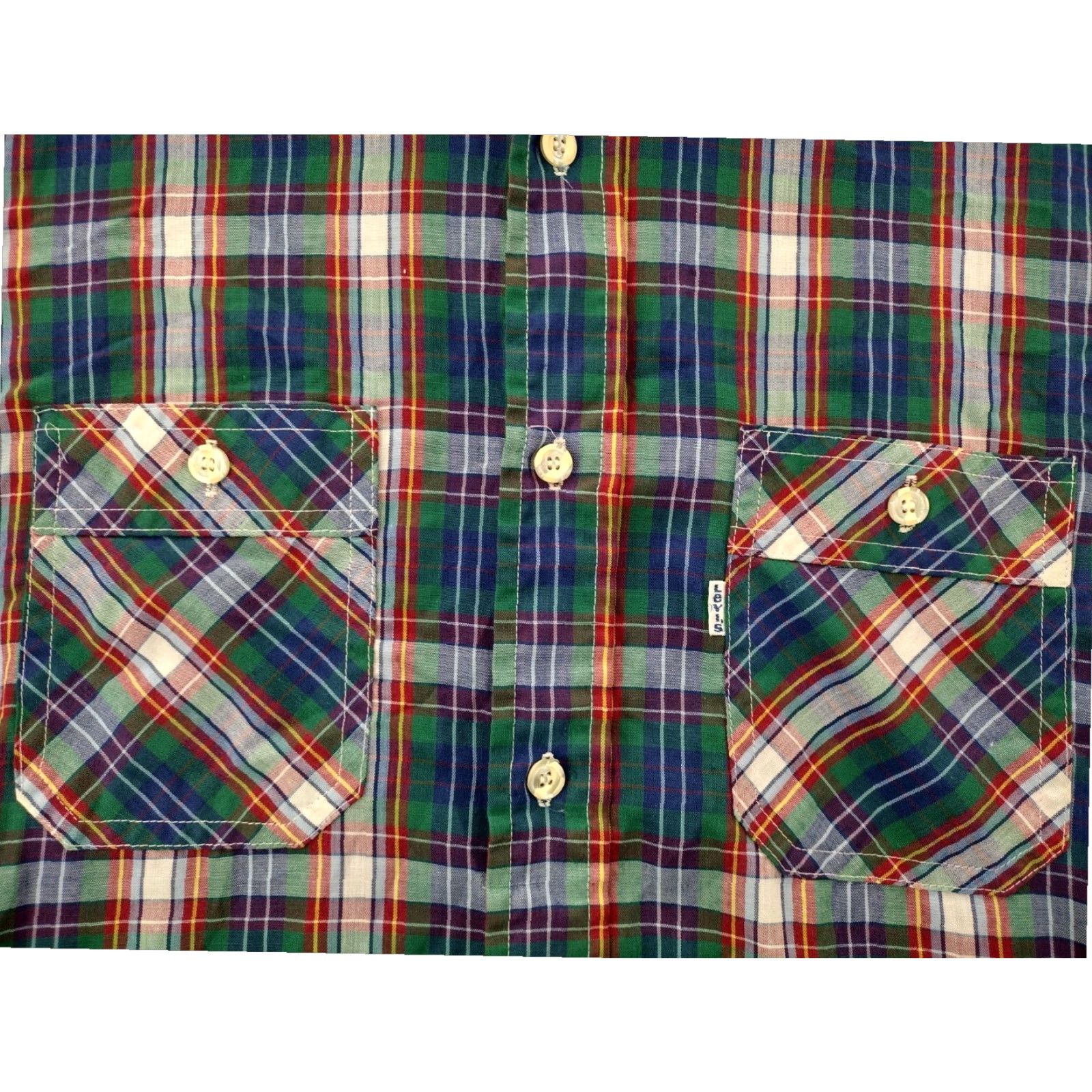 Levi's Levis Plaid Button Up Shirt Mens Medium Long Sleeve Green Multicolor 80s Size US M / EU 48-50 / 2 - 3 Thumbnail