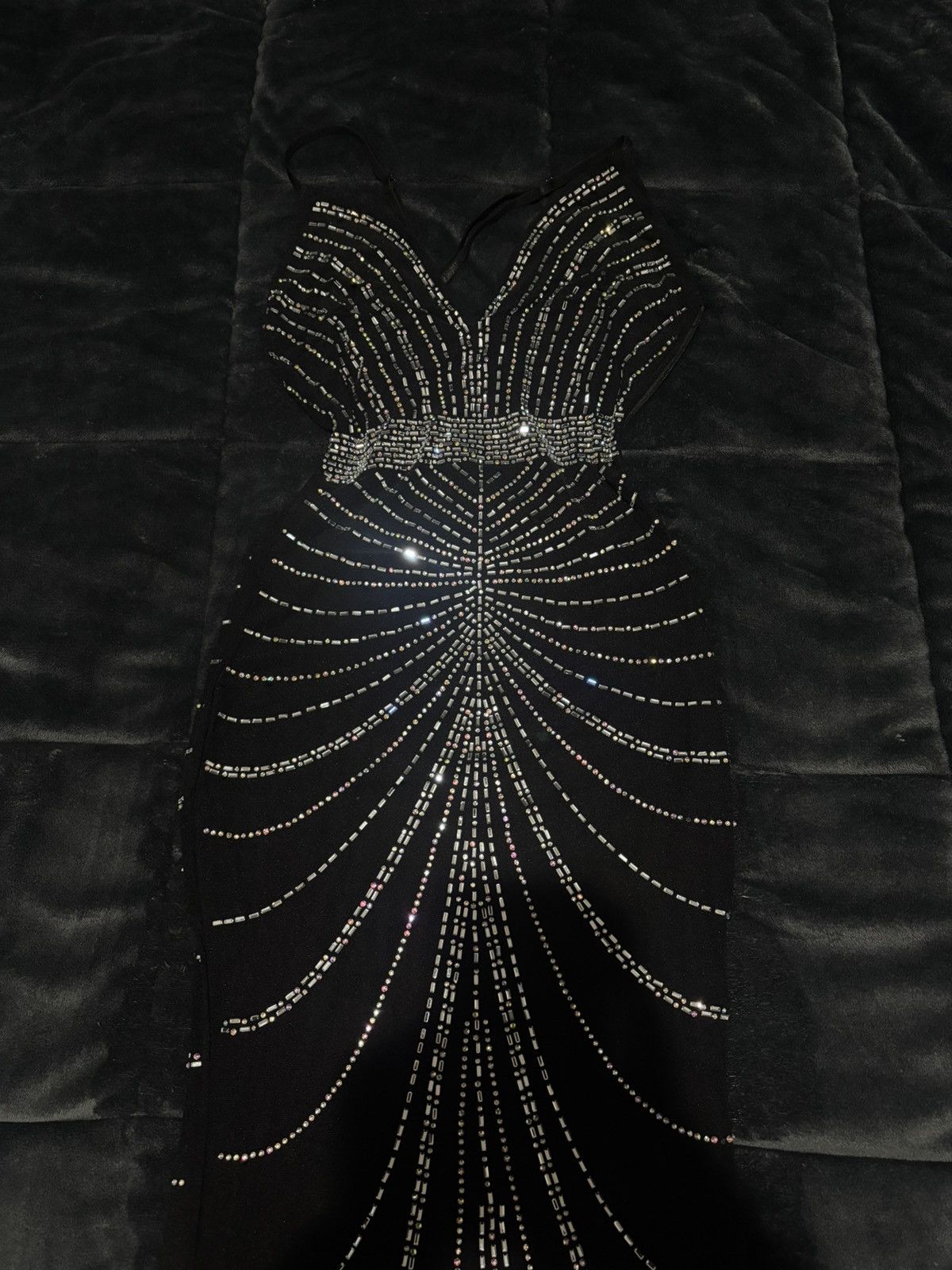 Fashion Nova black and silver beaded bodycon maxi dress Size S / US 4 / IT 40 - 1 Thumbnail