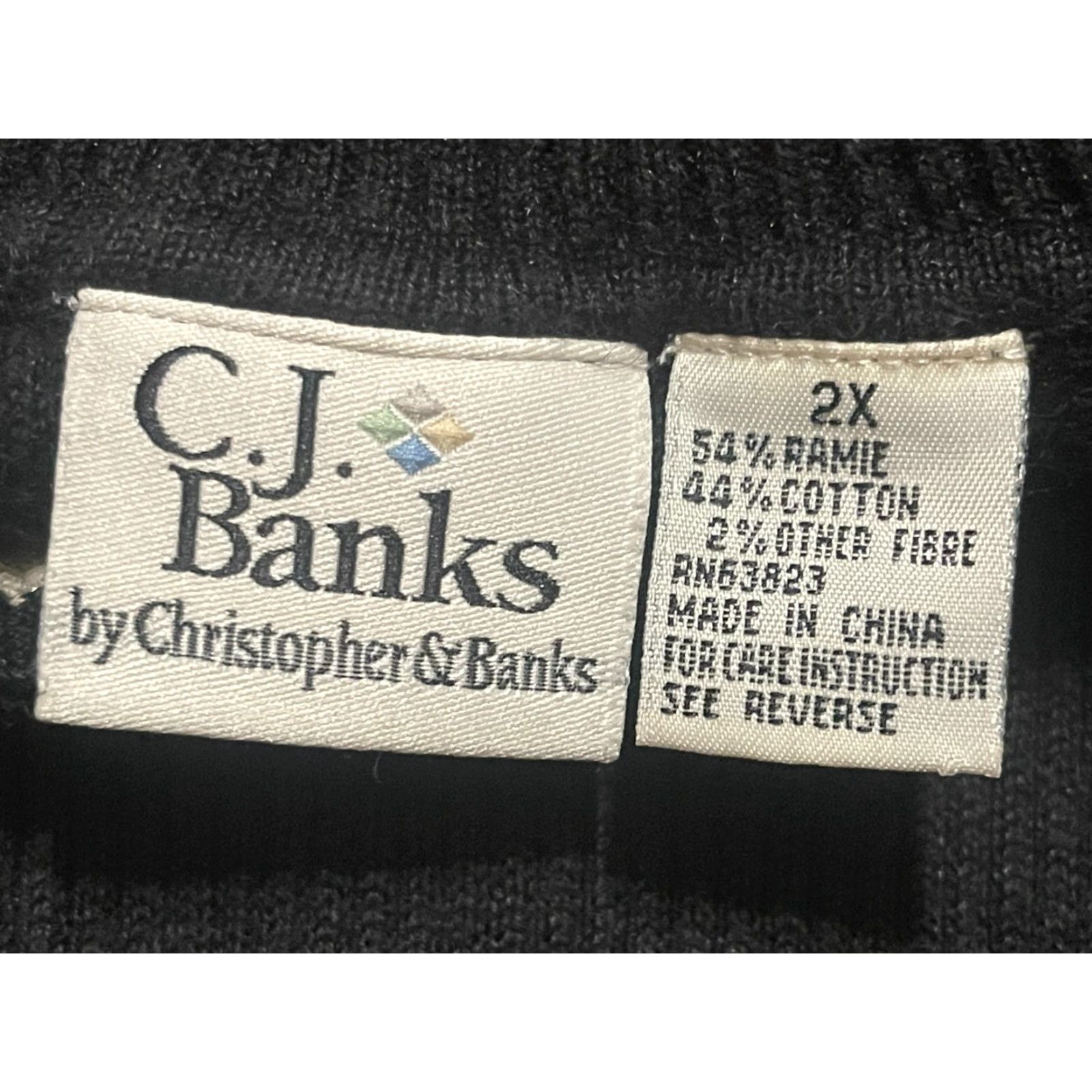 Vintage C.J. Banks Sweater Women's 2X Pullover Turtleneck Red Black White Knit Long Sleeve Casual Fall Spring Summer Vintage: No Size XXL / US 16-18 / IT 52-54 - 7 Thumbnail