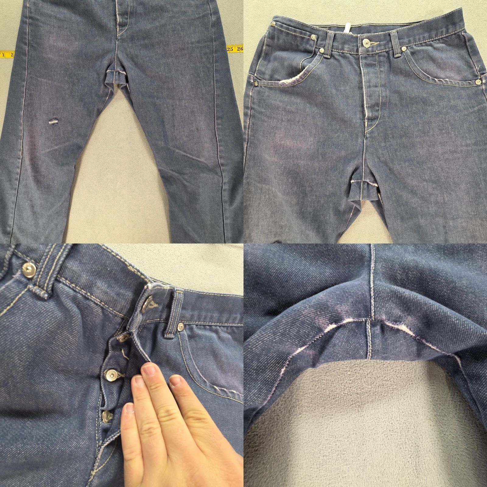 Levi's Levi's Jeans Mens Blue Medium Wash Straight 29x30 Distressed Pockets Button Denim VTG? Size US 29 - 9 Thumbnail