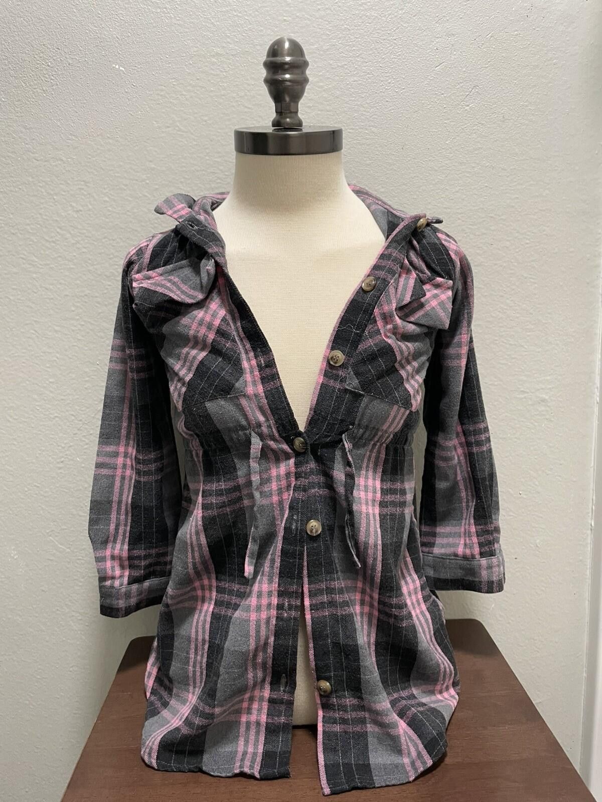 Other Trende Girl Pink Black Plaid Shacket Flannel Button Up Size M / US 6-8 / IT 42-44 - 1 Thumbnail