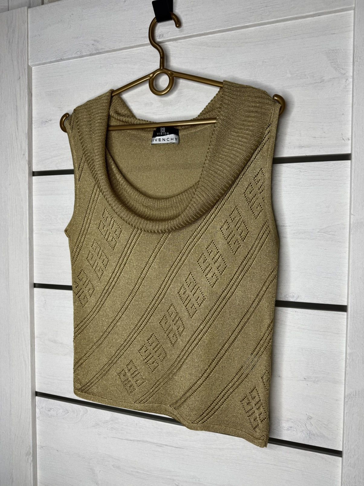 Givenchy Vintage GIVENCHY Vision Gold Luxer Knit Top 4G Logo Monogram Size S / US 4 / IT 40 - 2 Thumbnail