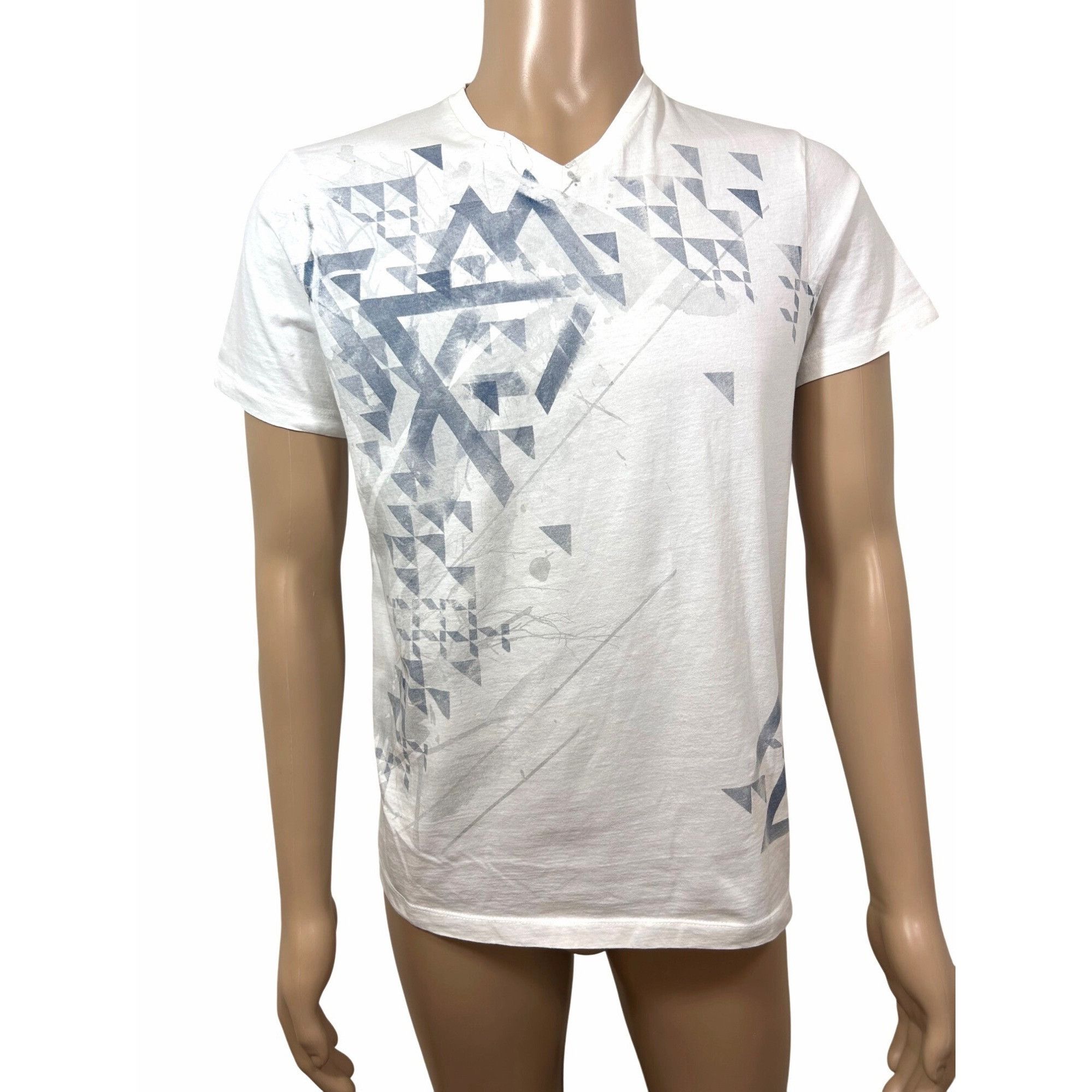 Apt. 9 Apt. 9 Men’ T-Shirt M Vtg Short Sleeve V-Neck White Blue Gr Size US M / EU 48-50 / 2 - 1 Thumbnail