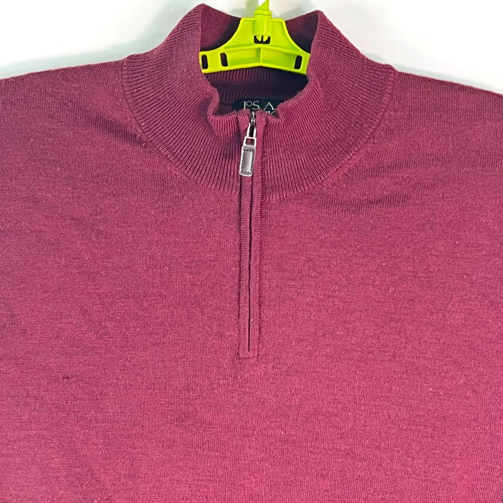 Jos. A. Bank Jos. A Bank Mens Pullover Sweater XXL Wool Maroon Pima Marino Soft Knit 1/4 Zip Size US XXL / EU 58 / 5 - 2 Thumbnail