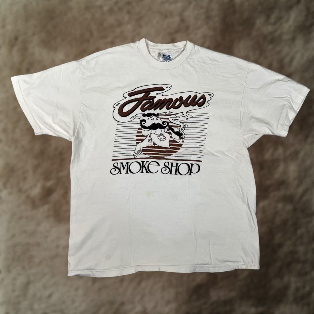 Hanes VINTAGE Hanes Beefy-T Shirt Mens XL White Graphic Famous Smoke Shop 90s Cigars & Tobacco Crew Neck Short Sleeve Jersey Cotton Preshrunk Made USA Size US XL / EU 56 / 4 - 1 Thumbnail