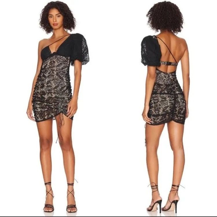 For Love & Lemons For love and Lemons Black Lace Single Puff Sleeve Dress Size S / US 4 / IT 40 - 2 Thumbnail