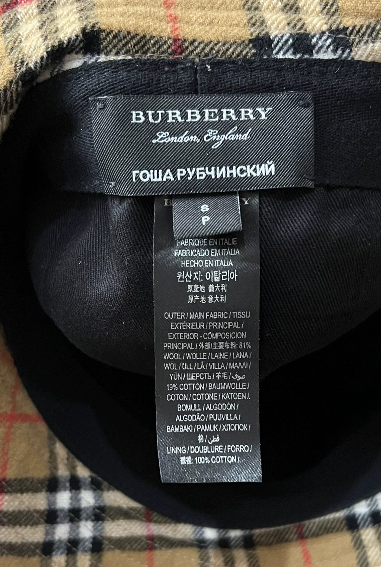 Burberry Burberry x Gosha Check Wool Bucket Hat (S) Size ONE SIZE - 6 Thumbnail
