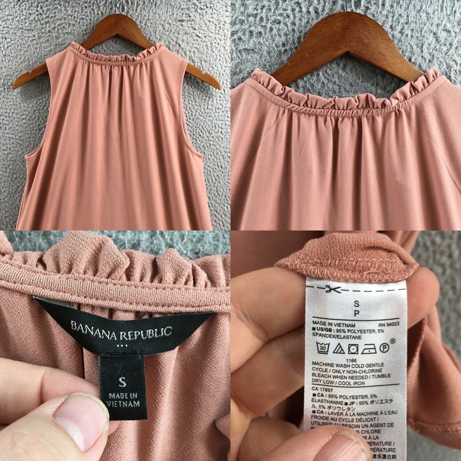 Banana Republic Banana Republic Blouse Womens Small Pink Sleeveless Ruffle V-Neck Tank Top Size S / US 4 / IT 40 - 8 Thumbnail