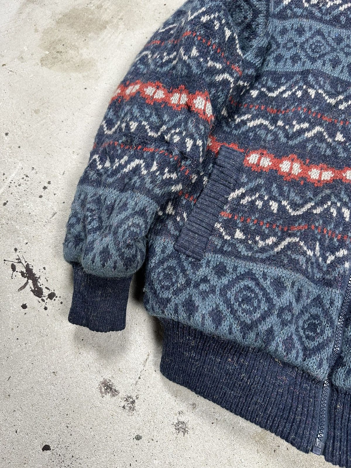 Japanese Brand × Vintage Vintage 90s Wool Abstract Geometric Bomber Jacket Sherpa Size US S / EU 44-46 / 1 - 3 Thumbnail