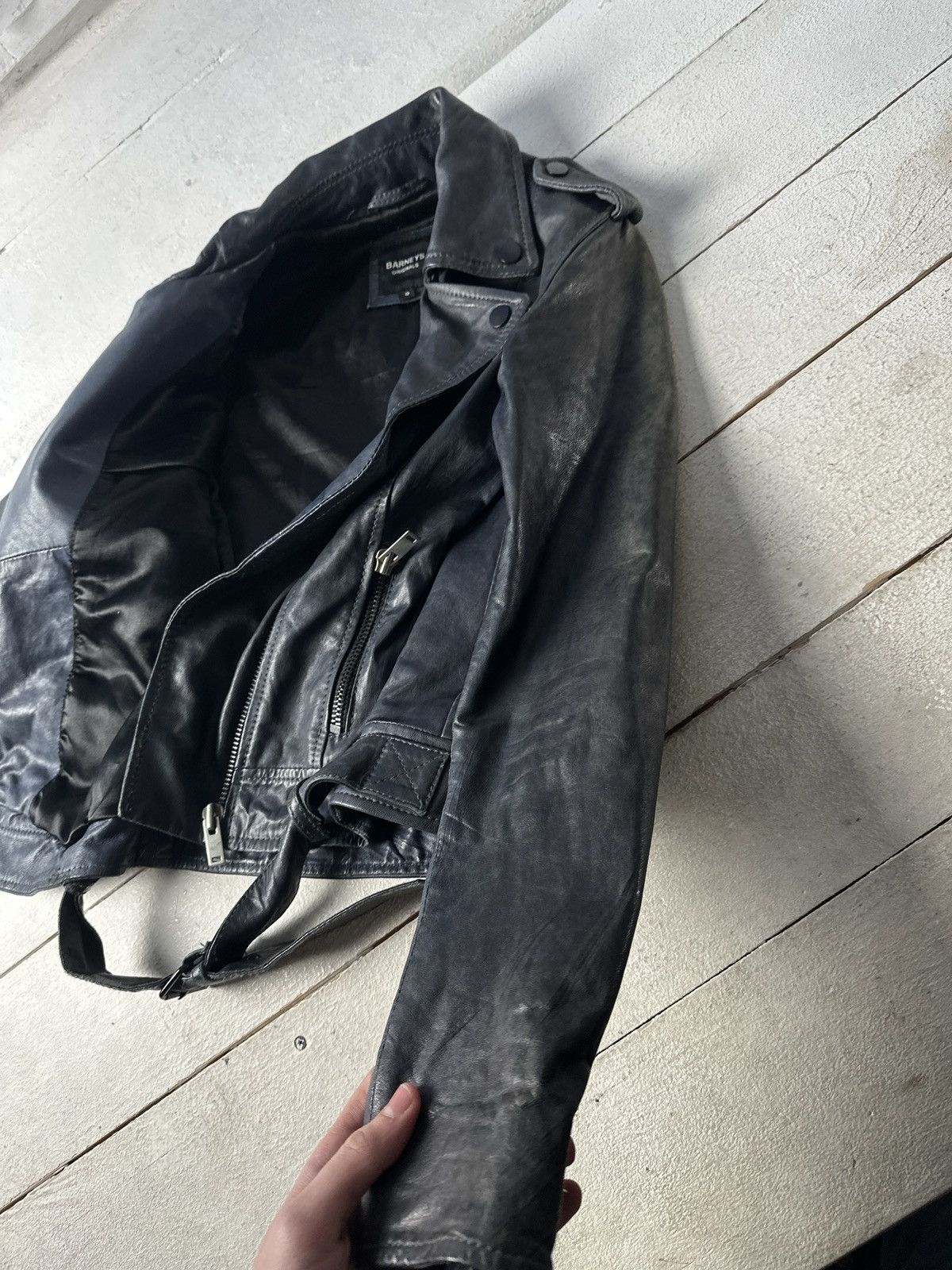 Other 🚨Y2K RICK OWENS TYPE DIRTY SLIM FIT ZIP LEATHER JACKET Size S / US 4 / IT 40 - 10 Thumbnail