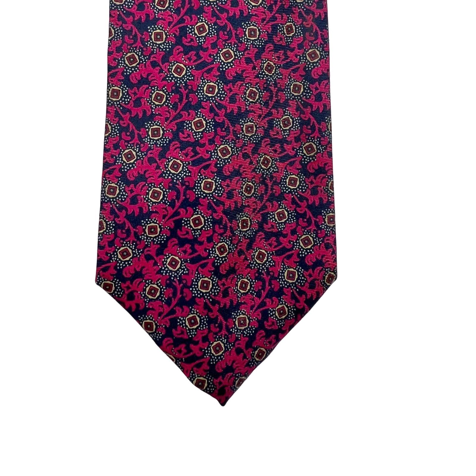 Lanvin Lanvin Silk Foulard Tie Pink Navy Blue Size ONE SIZE - 1 Thumbnail