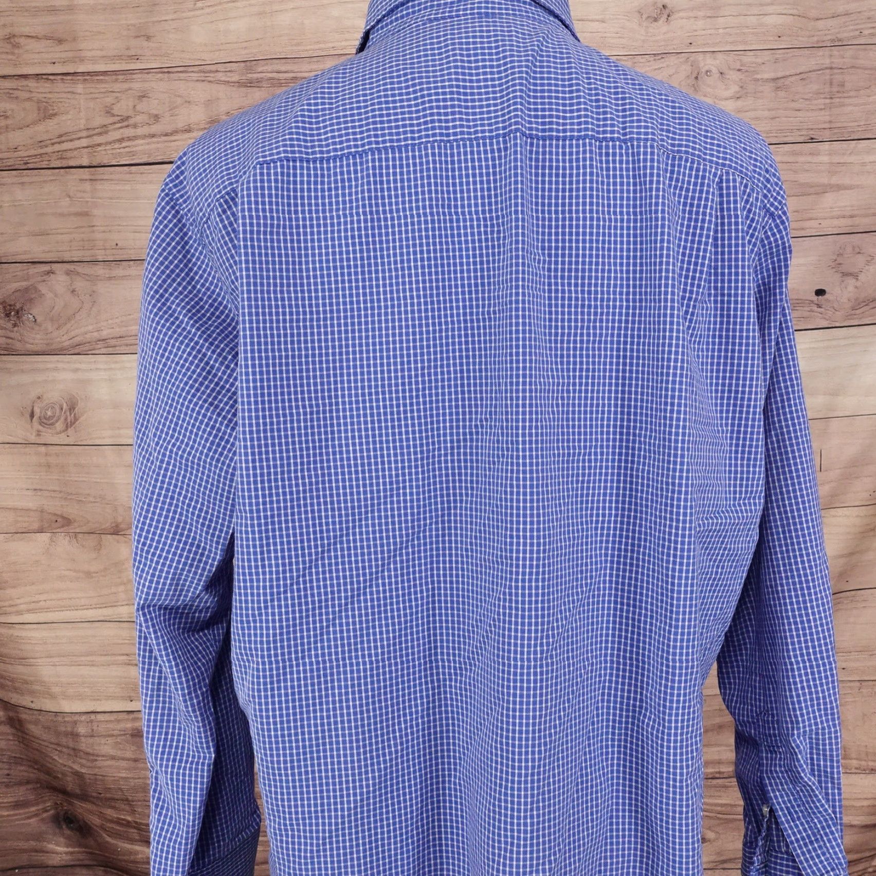 Van Heusen VAN HEUSEN Blue Check Button-Up Shirt Mens XL 17-17.5 Regular Fit Size US XL / EU 56 / 4 - 4 Thumbnail