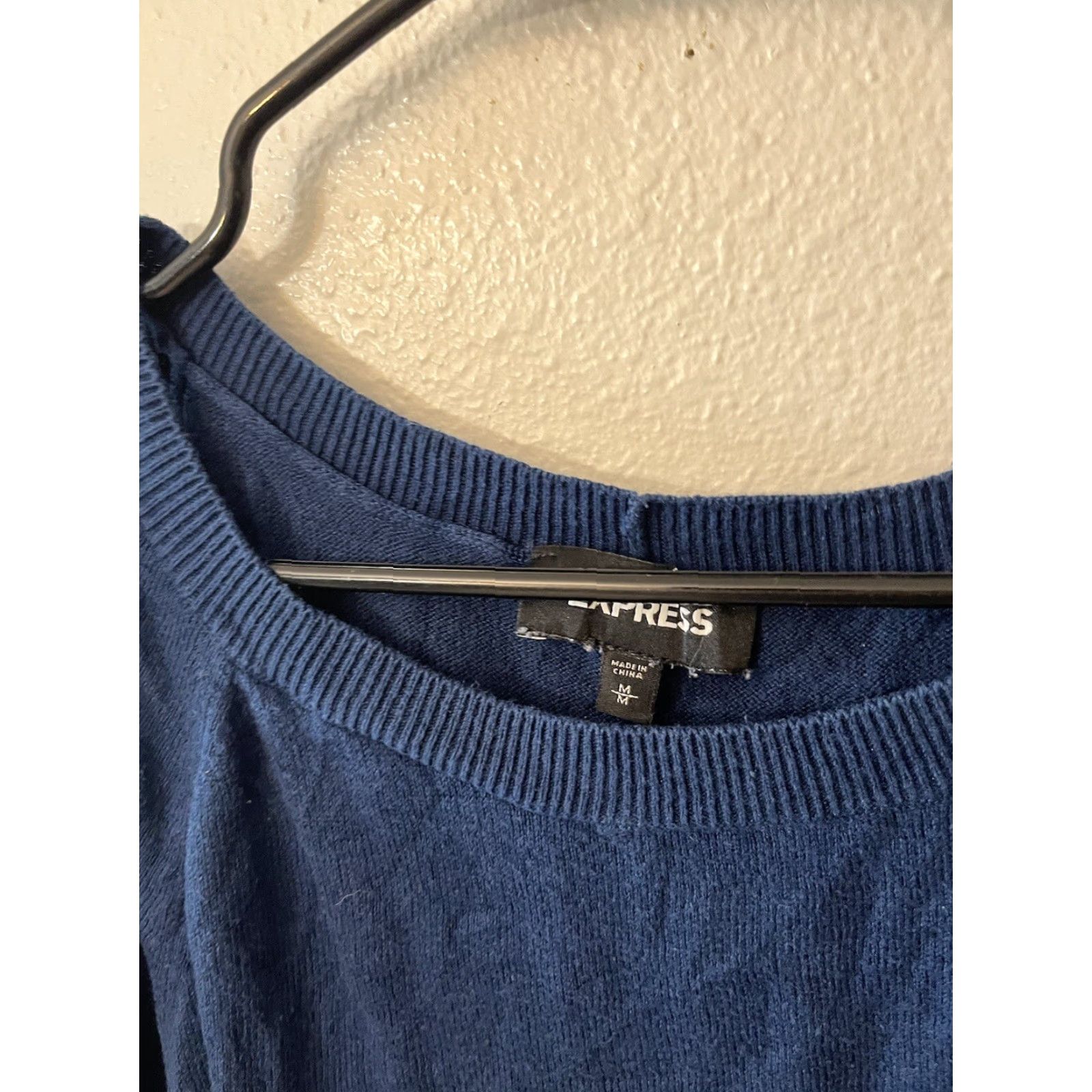 Express VINTAGE Express Knit Shirt Women Cold Shoulder Medium Blue Express Knit Sweater, Short Sleeve, 90s Event Theme, Womens, Medium Size M / US 6-8 / IT 42-44 - 2 Thumbnail