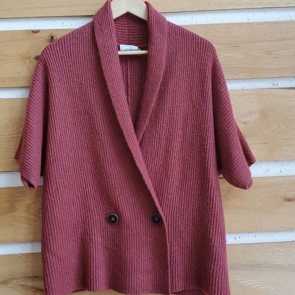 Designer CAbi Love Carol Rosewood Knitted Button Collared SS Sweater Size S / US 4 / IT 40 - 2 Thumbnail