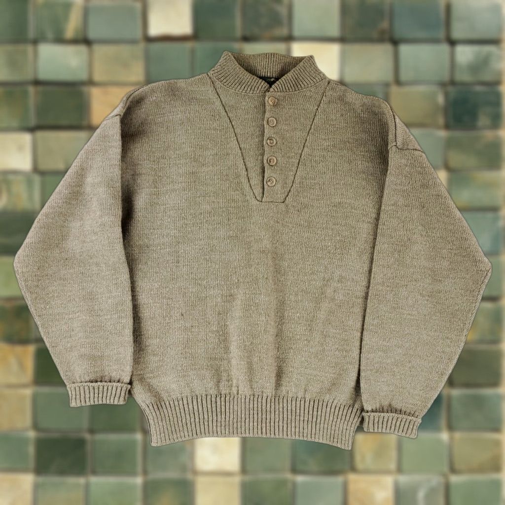 Vintage Lord Jeff Sweater 5 Button Henley High Trek Wool Blend Brown Mens L Size US L / EU 52-54 / 3 - 1 Thumbnail