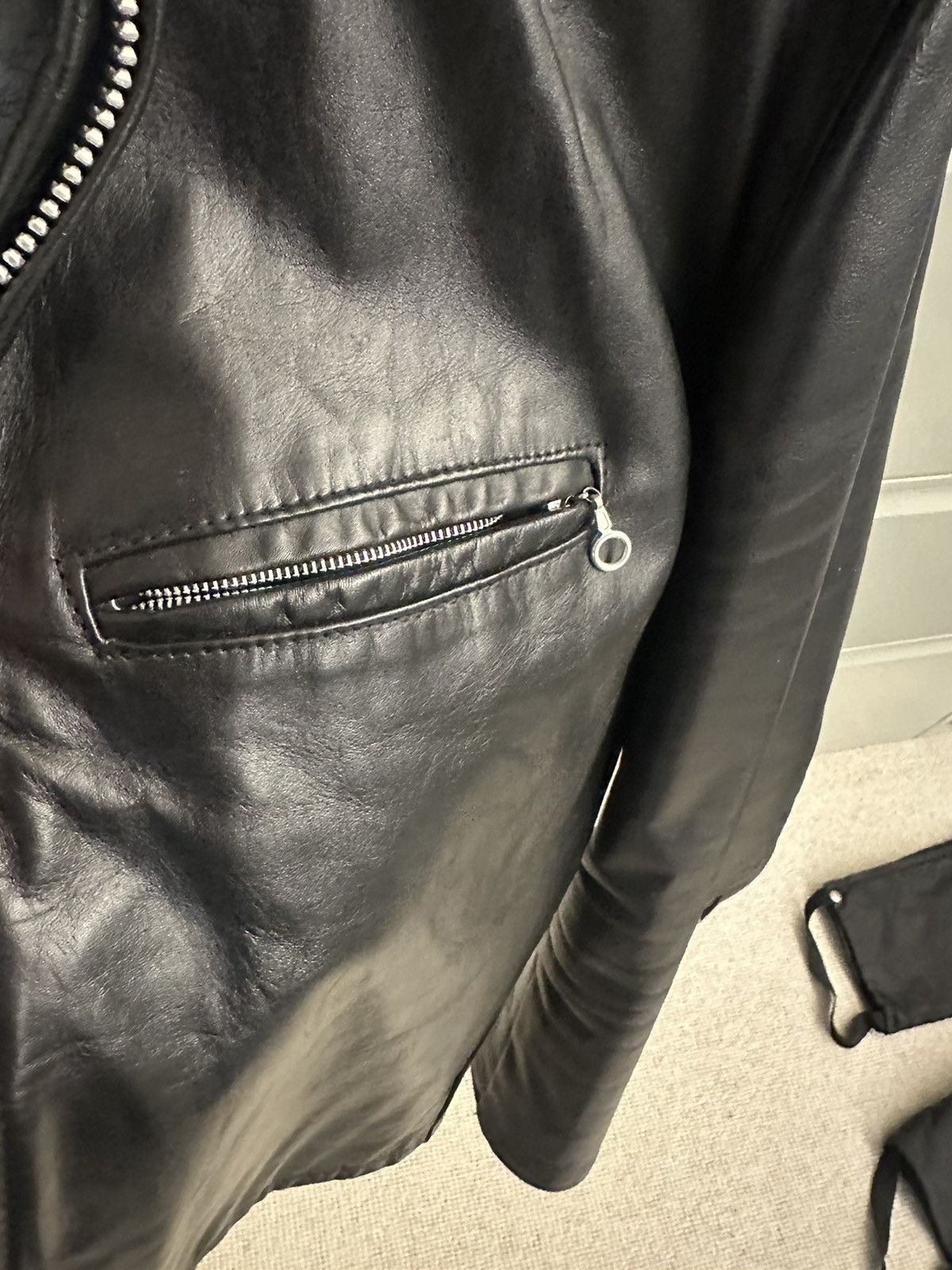 Vintage Vintage 1970s Custom Black Leather Motorcycle Jacket Size L / US 10 / IT 46 - 2 Thumbnail