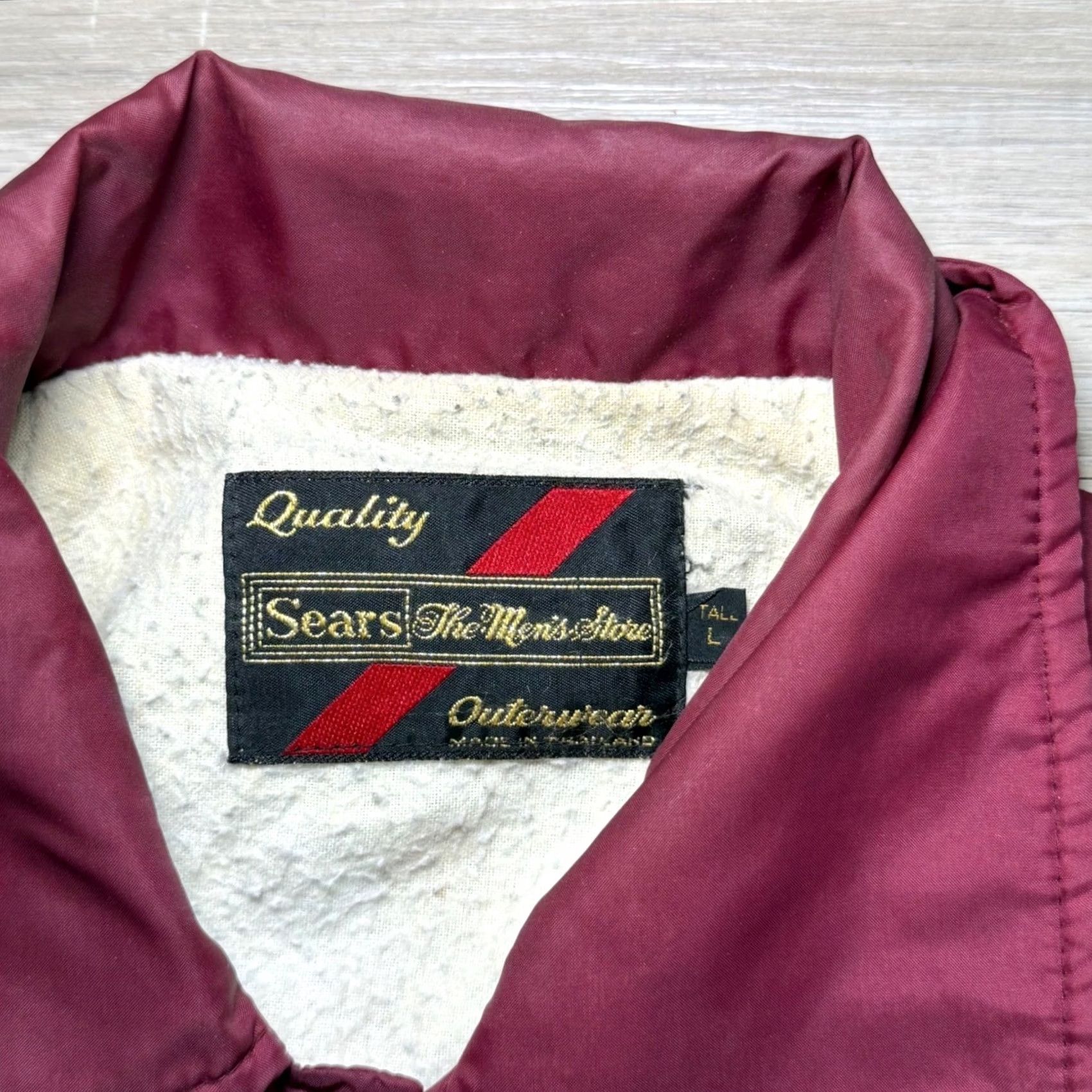Sears VINTAGE Sears Barn Coat Jacket Mens Size Large Tall Maroon Lined Nylon 1970s Size US L / EU 52-54 / 3 - 2 Thumbnail