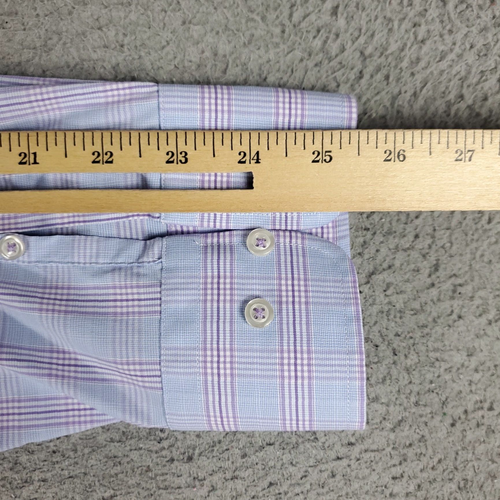 David Donahue David Donahue Shirt Mens 17.5 Blue Plaid Dress Button Size 46R - 6 Thumbnail