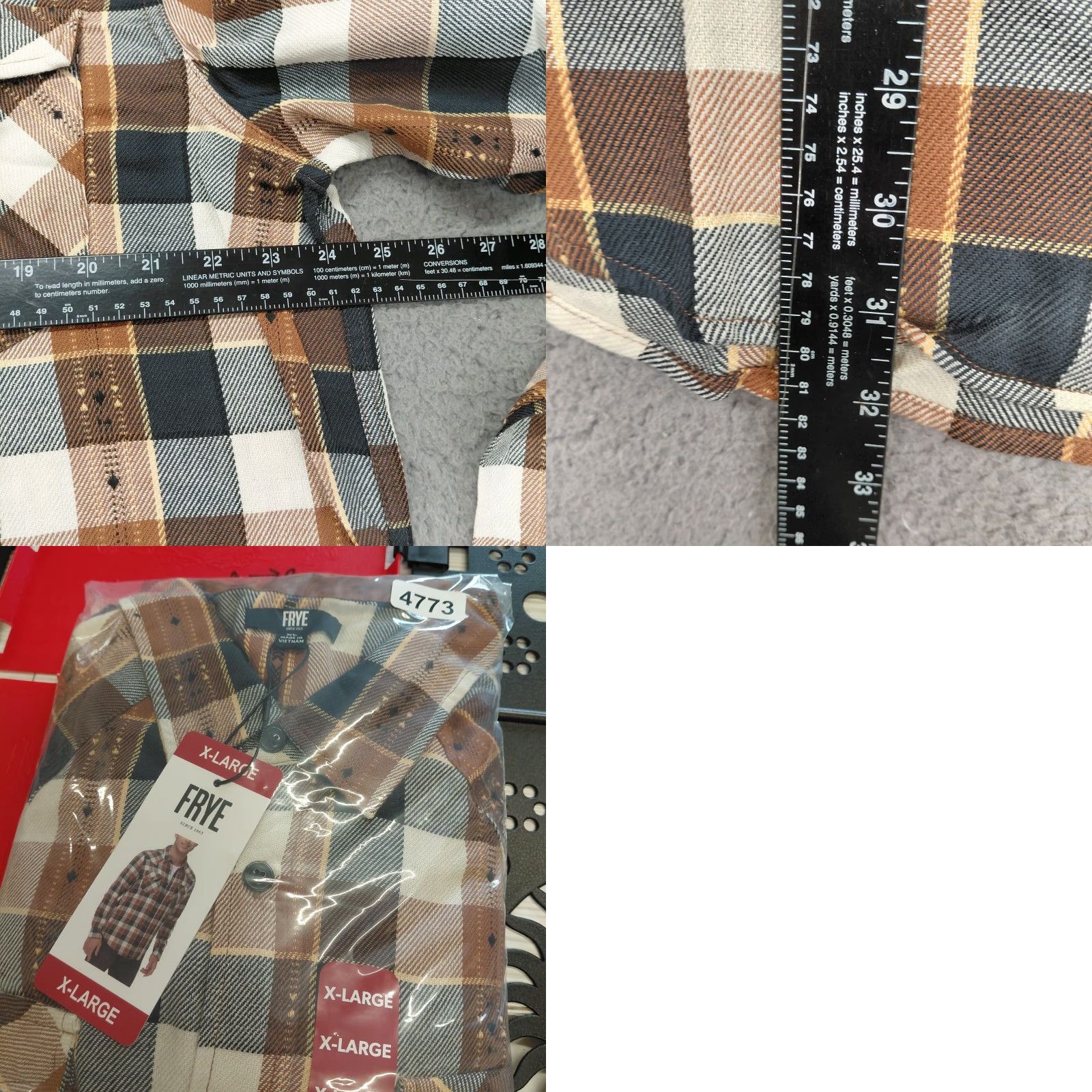 Frye NWT Frye Jacquard Flannel Shirt Mens XL XLarge Black/Brown Long Sleeve Casual Button-Up Zip? Actually button closure. Size US XL / EU 56 / 4 - 9 Thumbnail