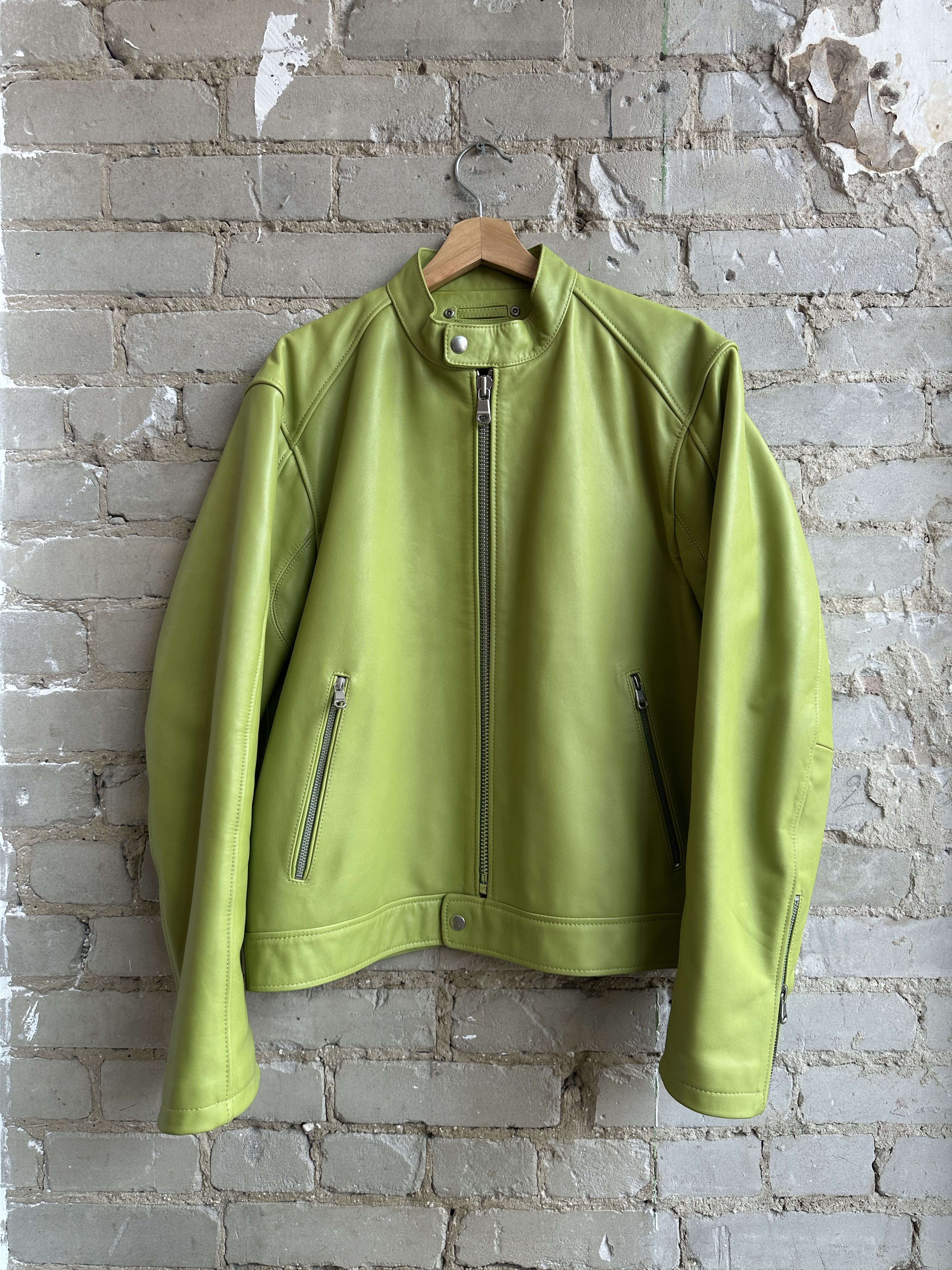 Stussy Stussy Cafe Racer Leather Jacket Green | Grailed